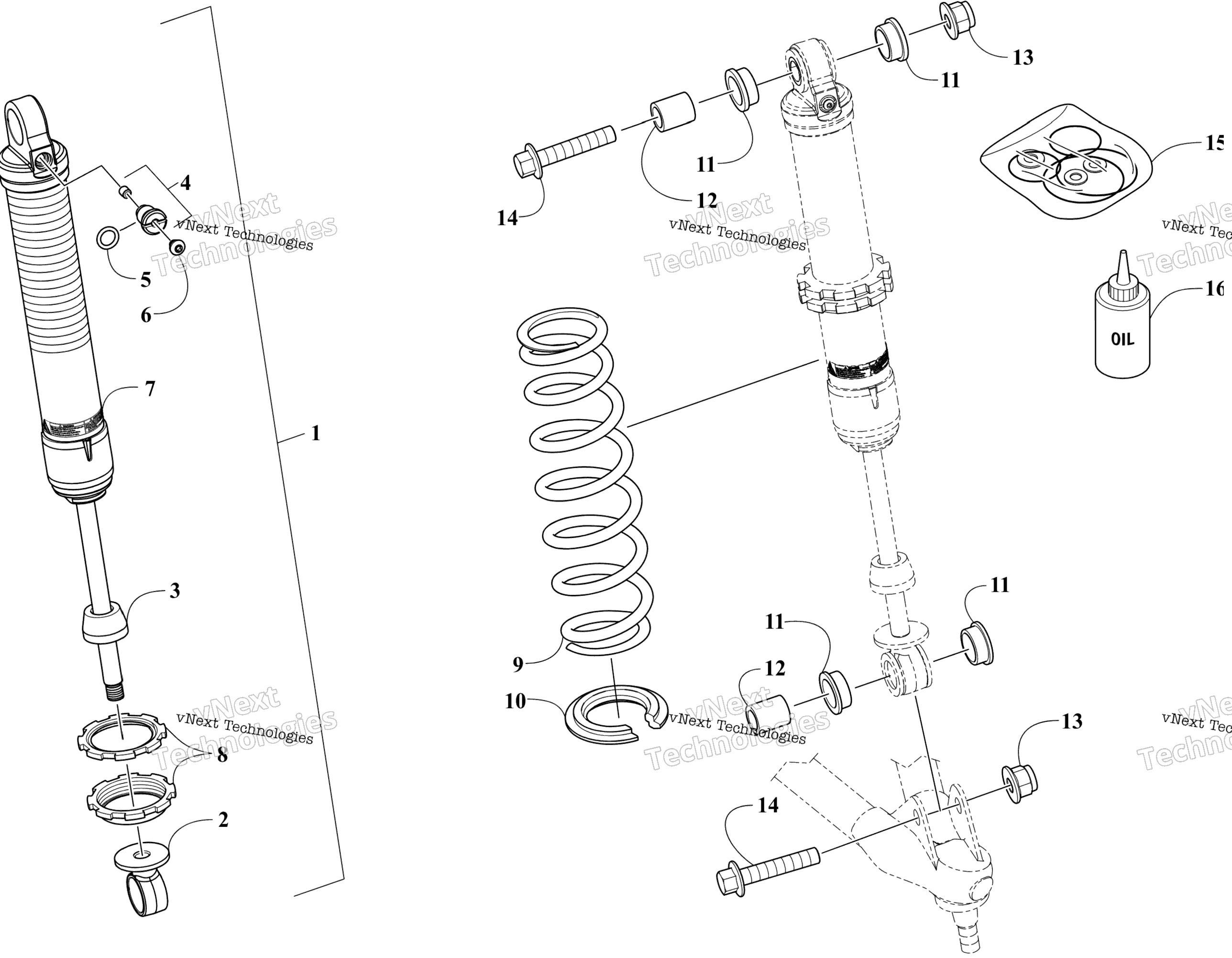 Передняя часть Suspension Shock Absorber Assembly