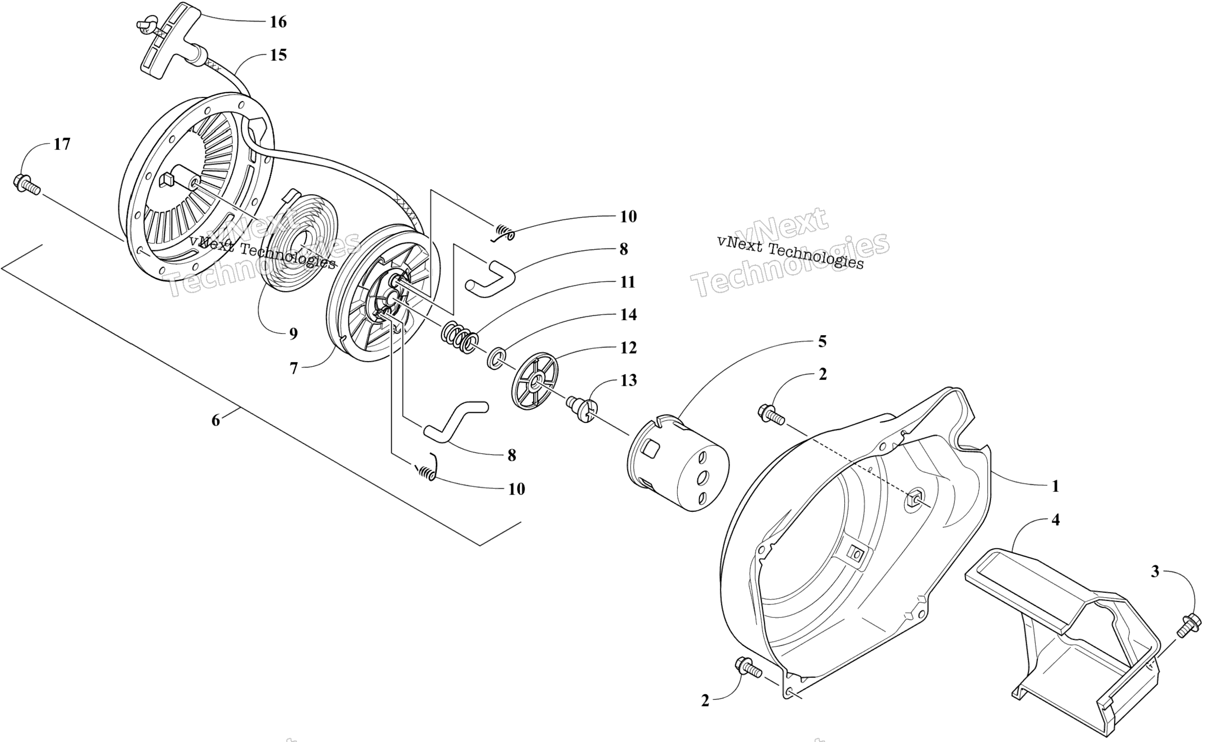Ручной стартер Starter And Air Shroud Assembly