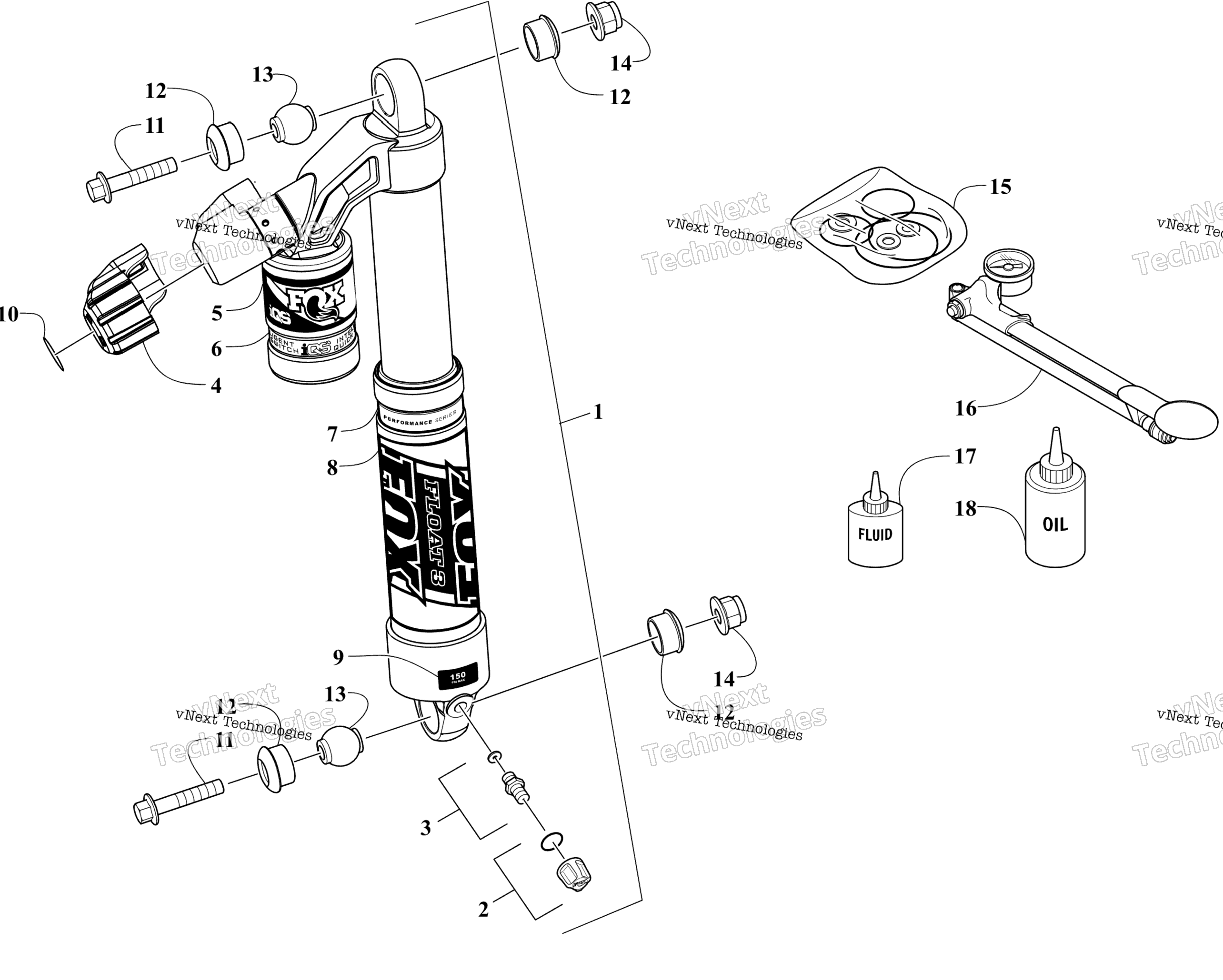 Передняя часть Suspension Shock Absorber Assembly