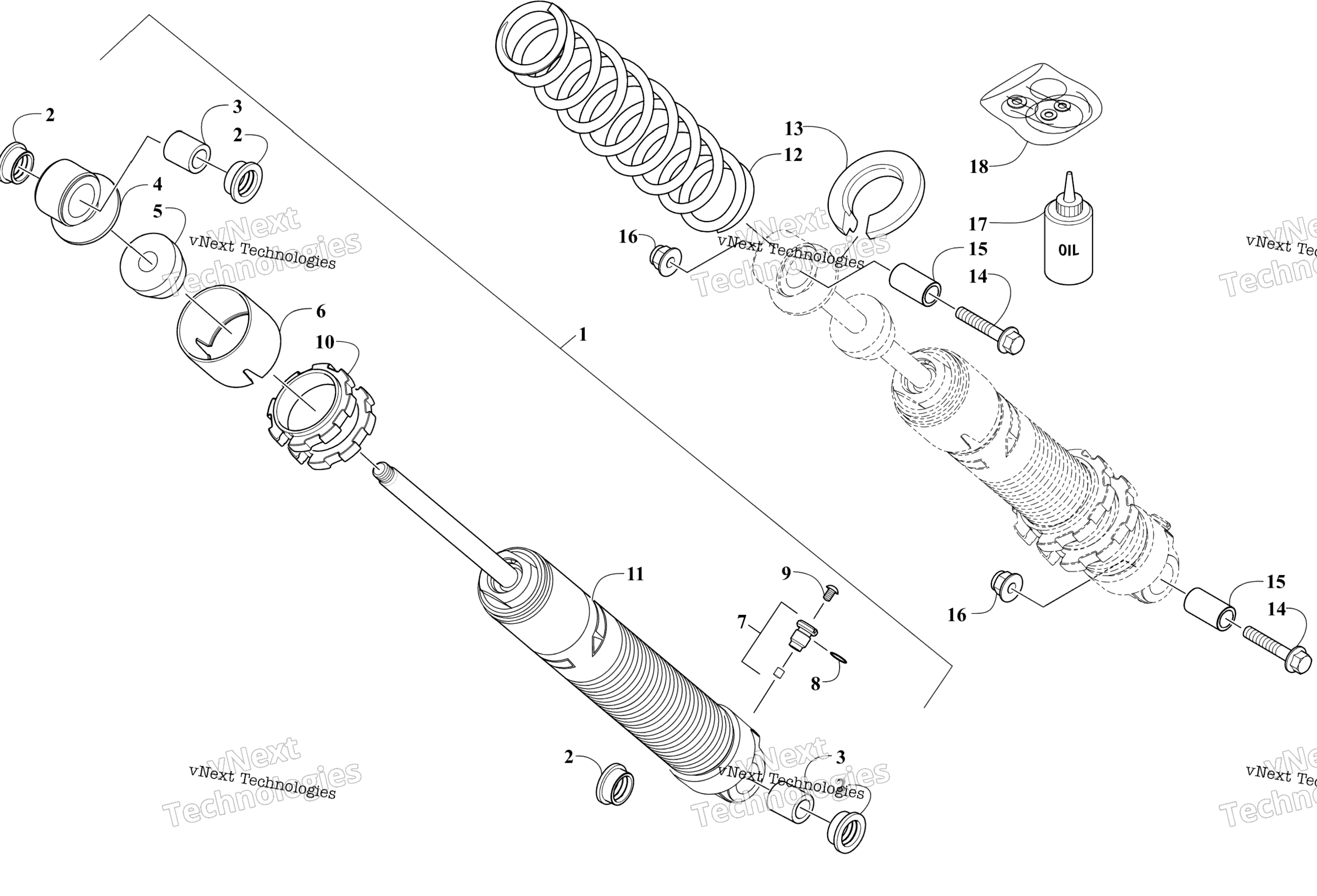 Передняя часть Suspension Shock Absorber Assembly