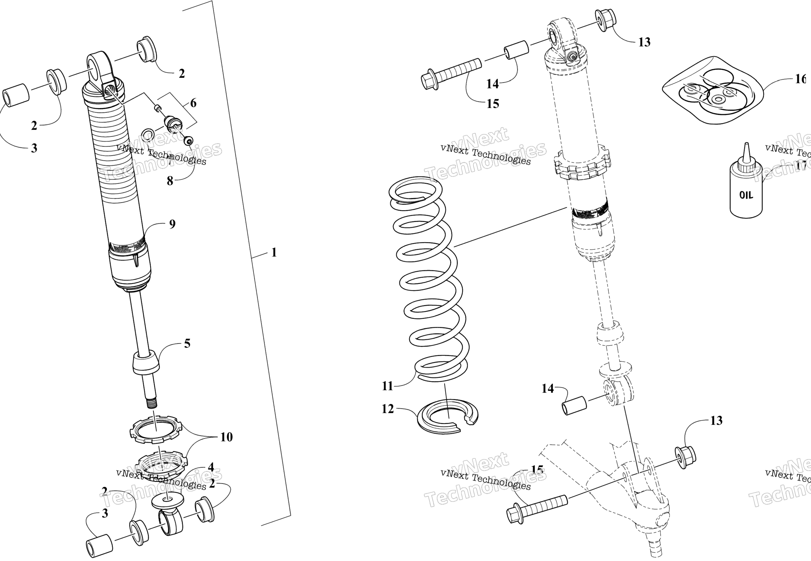 Передняя часть Suspension Shock Absorber Assembly