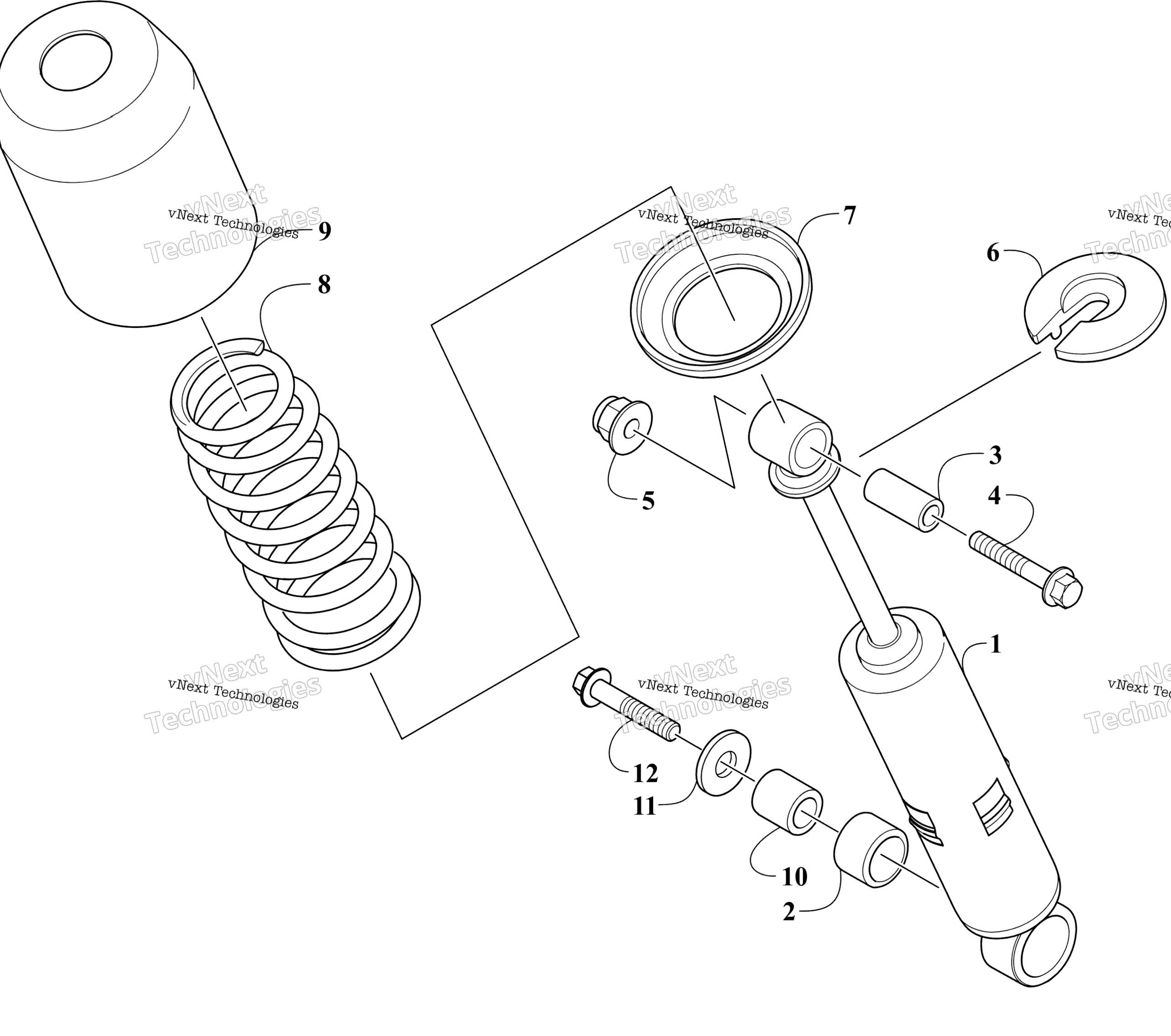 Задняя часть Suspension Front Arm Shock Absorber Assembly