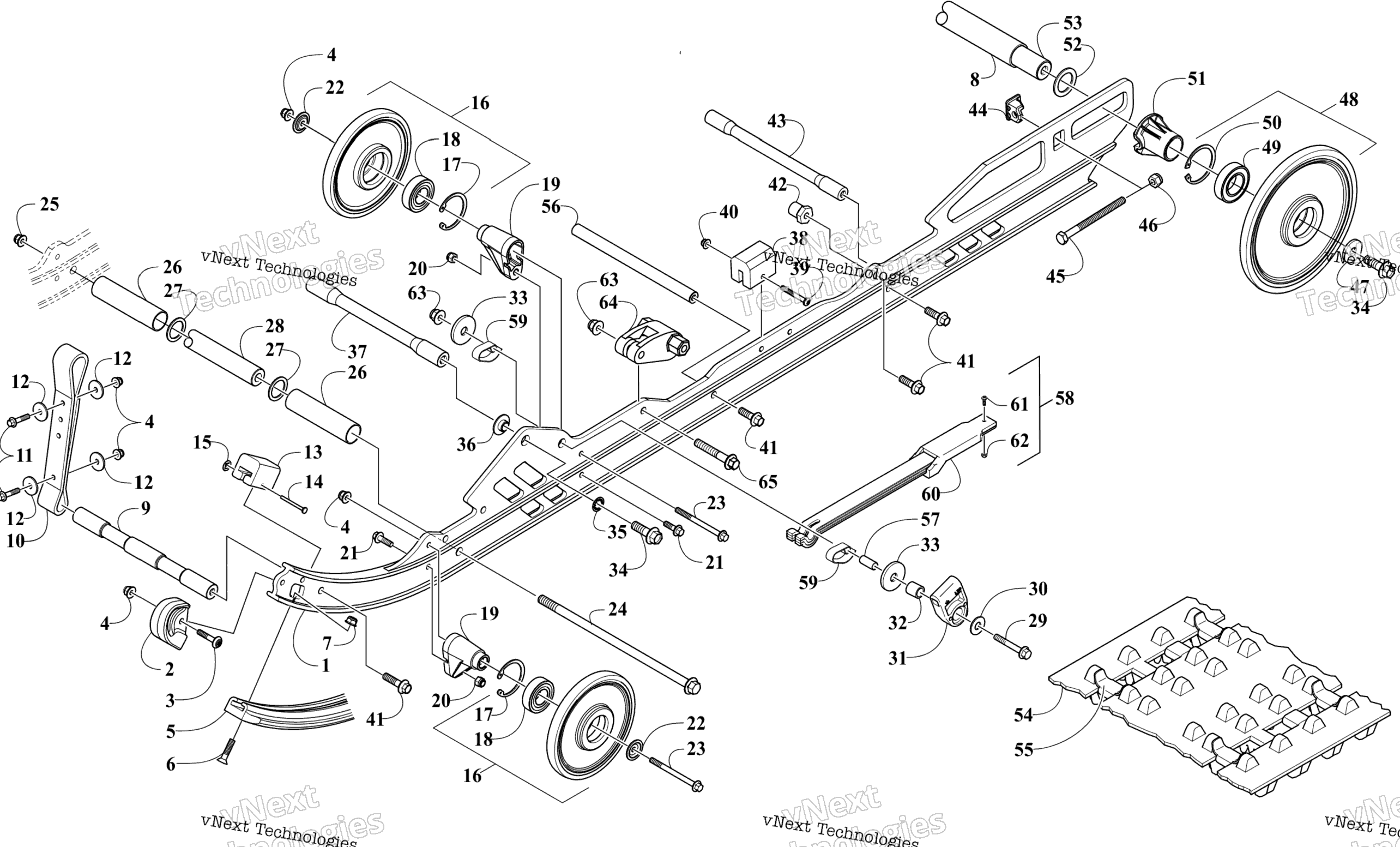 Задняя часть Suspension Rail Assembly