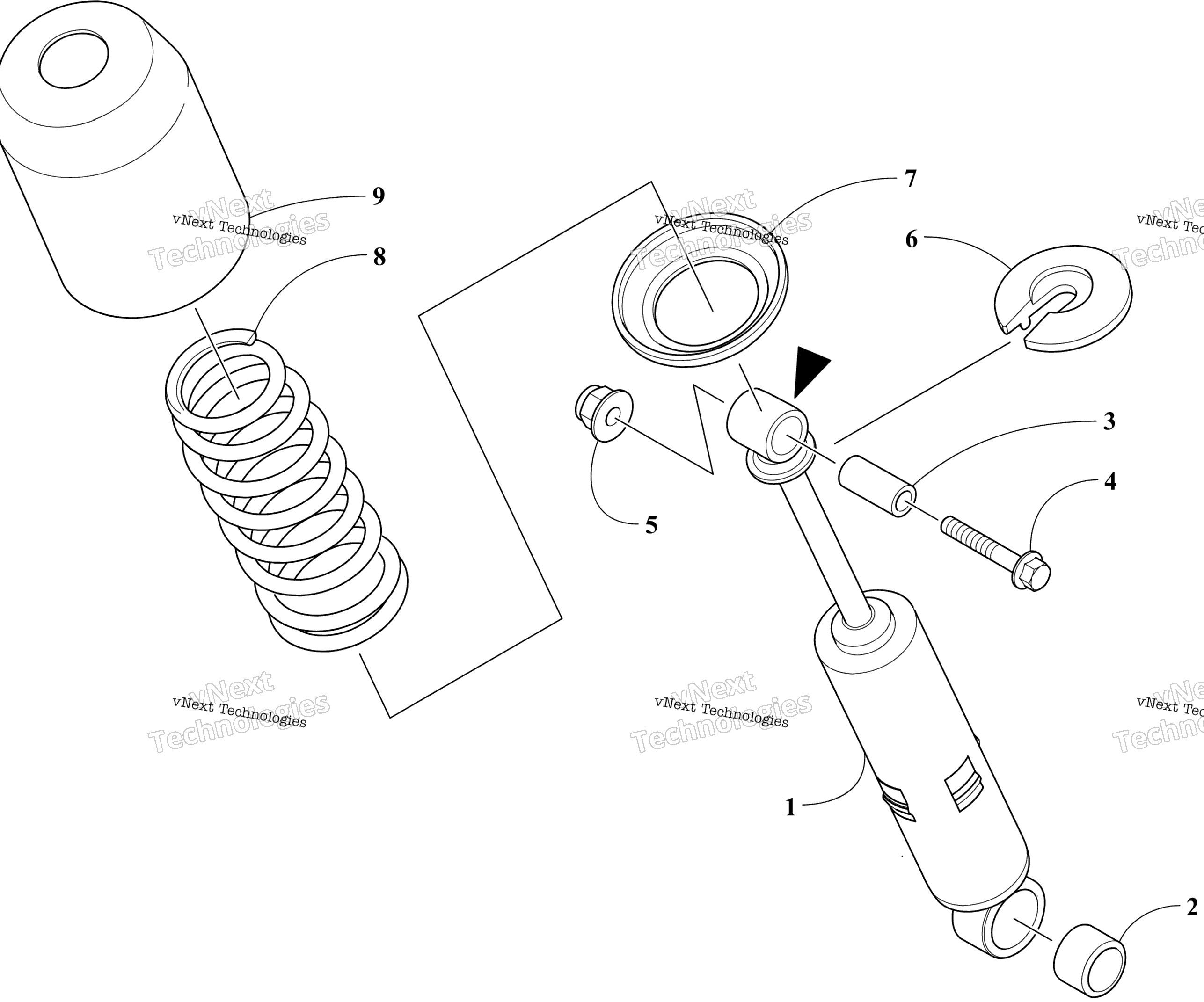 Задняя часть Suspension Front Arm Shock Absorber Assembly