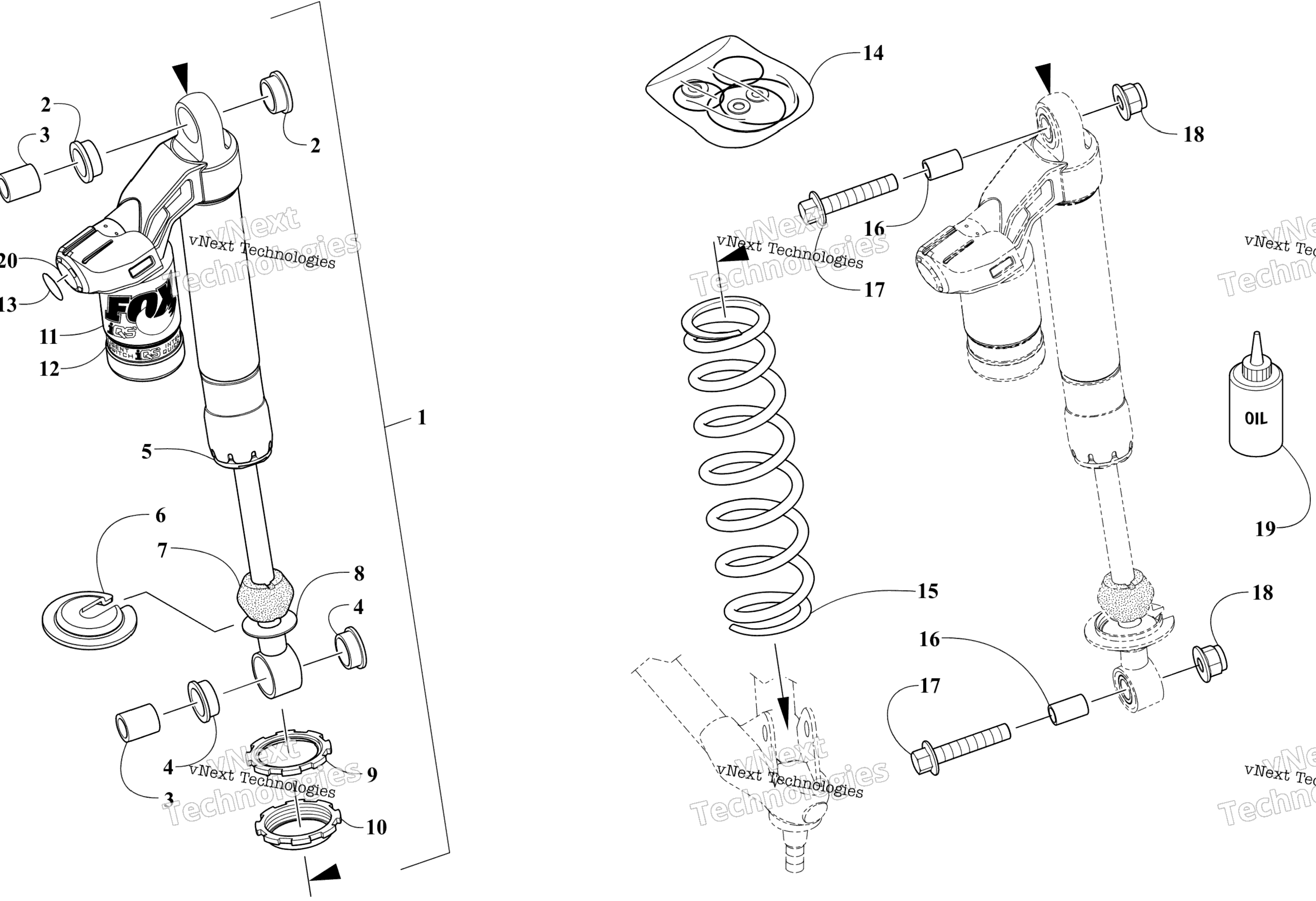 Передняя часть Suspension Shock Absorber Assembly