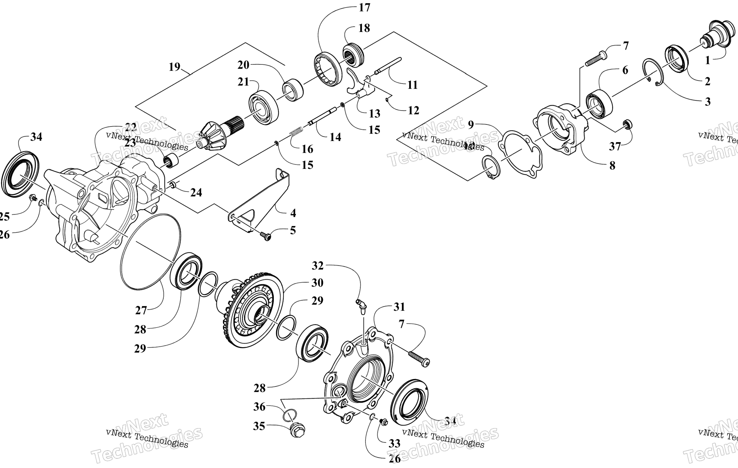 Передняя часть Drive Gearcase Assembly