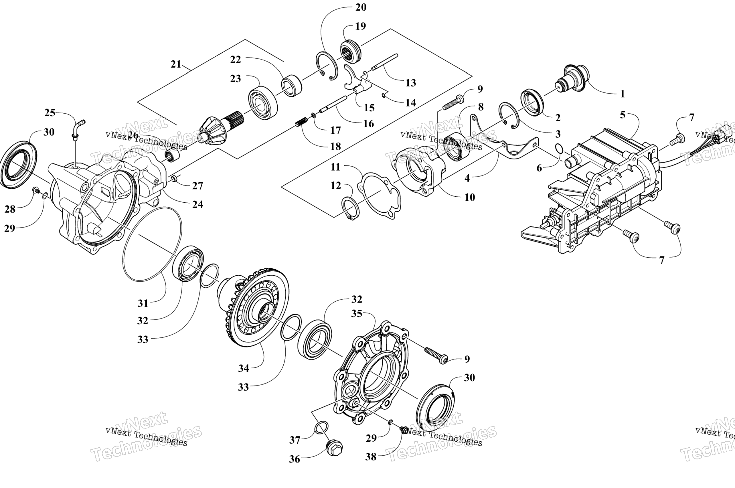 Передняя часть Drive Gearcase Assembly
