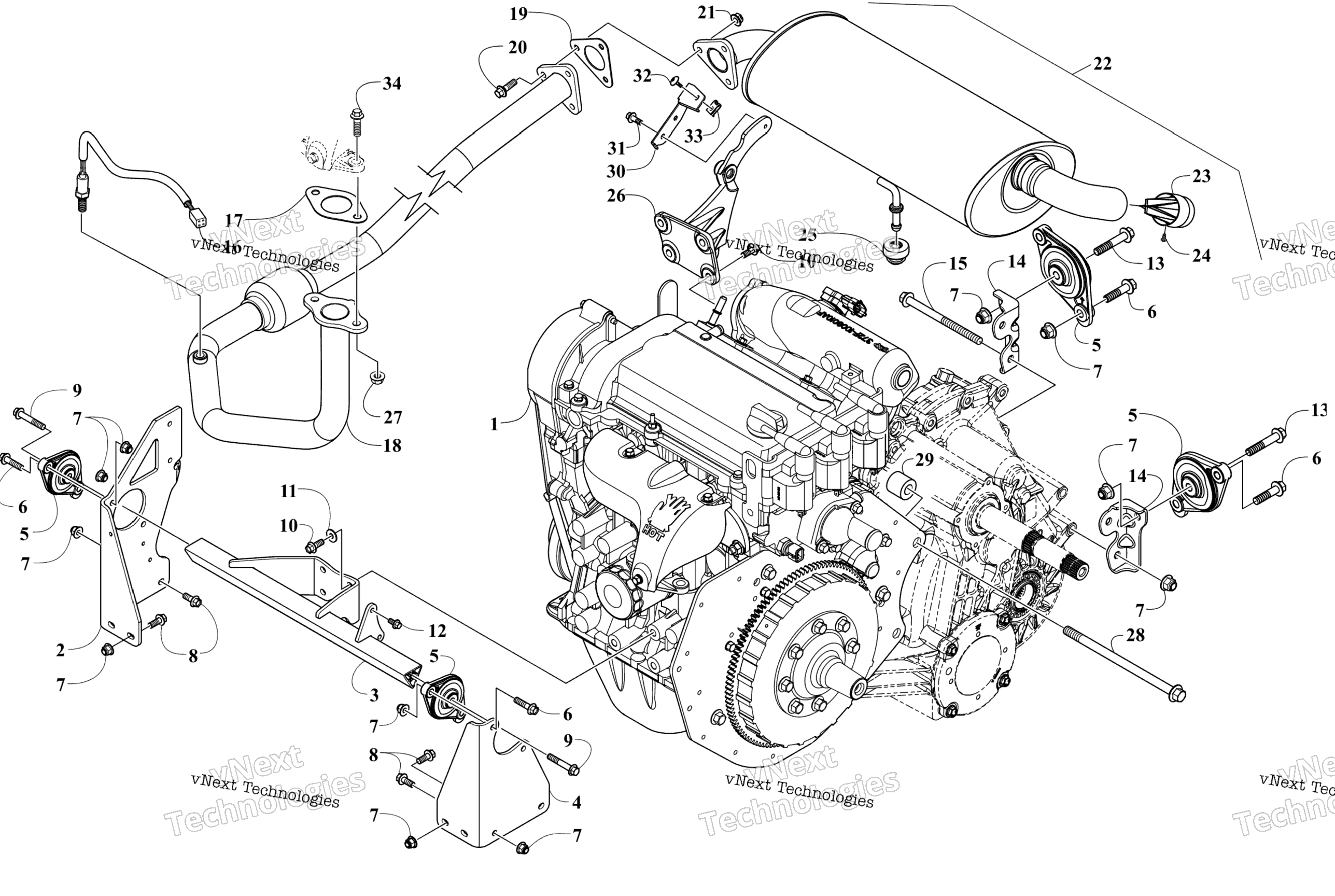 Двигатель And Exhaust Assembly