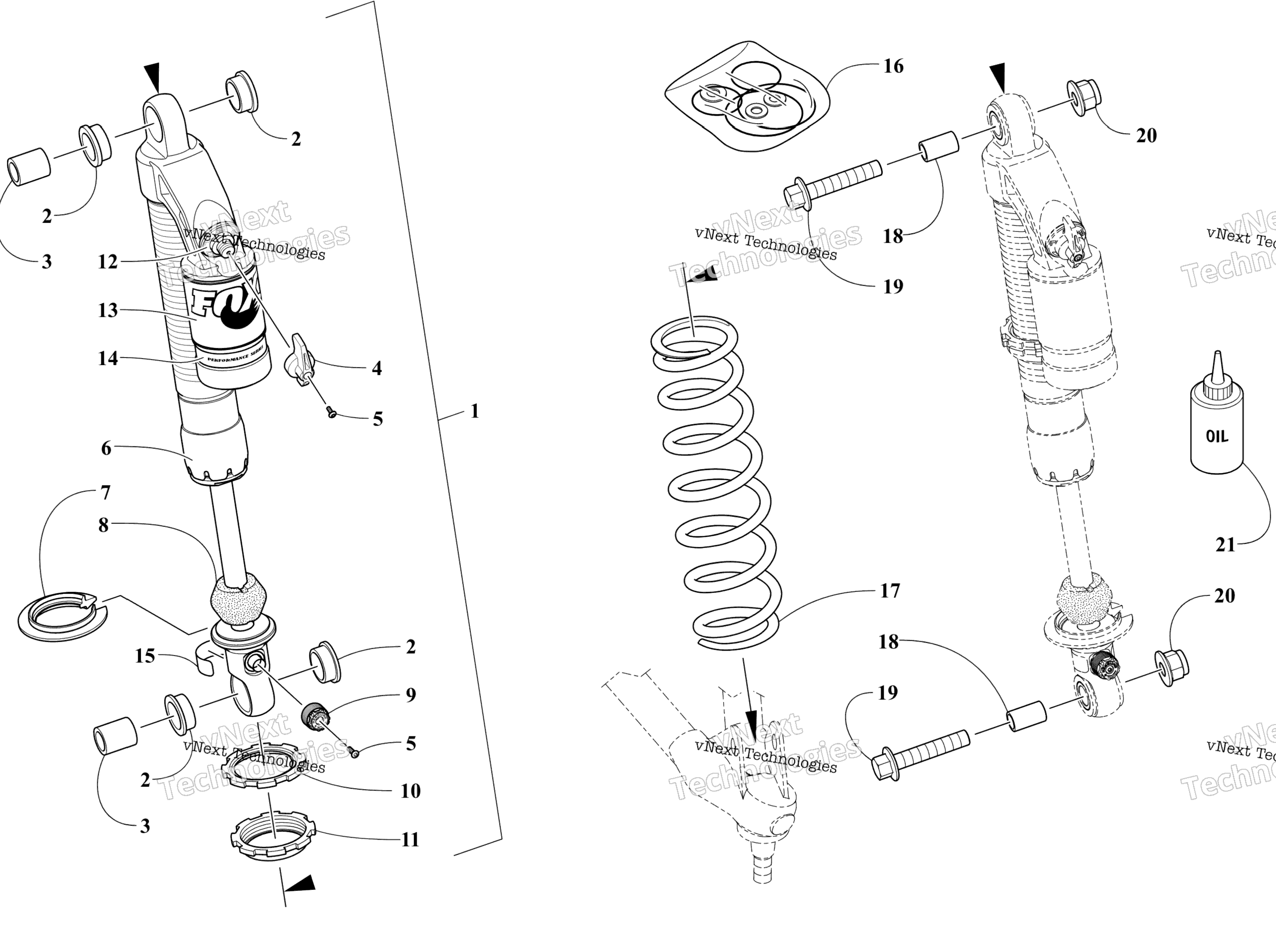 Передняя часть Suspension Shock Absorber Assembly