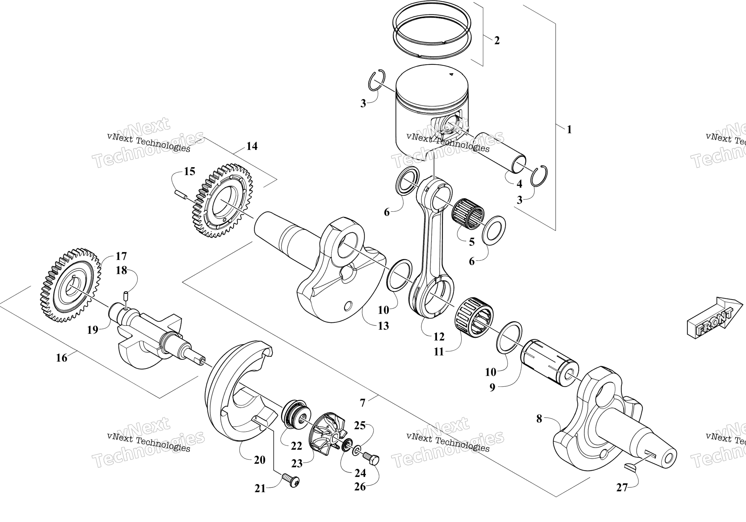 Crankshaft, поршень и Counter Balancer Assemblies