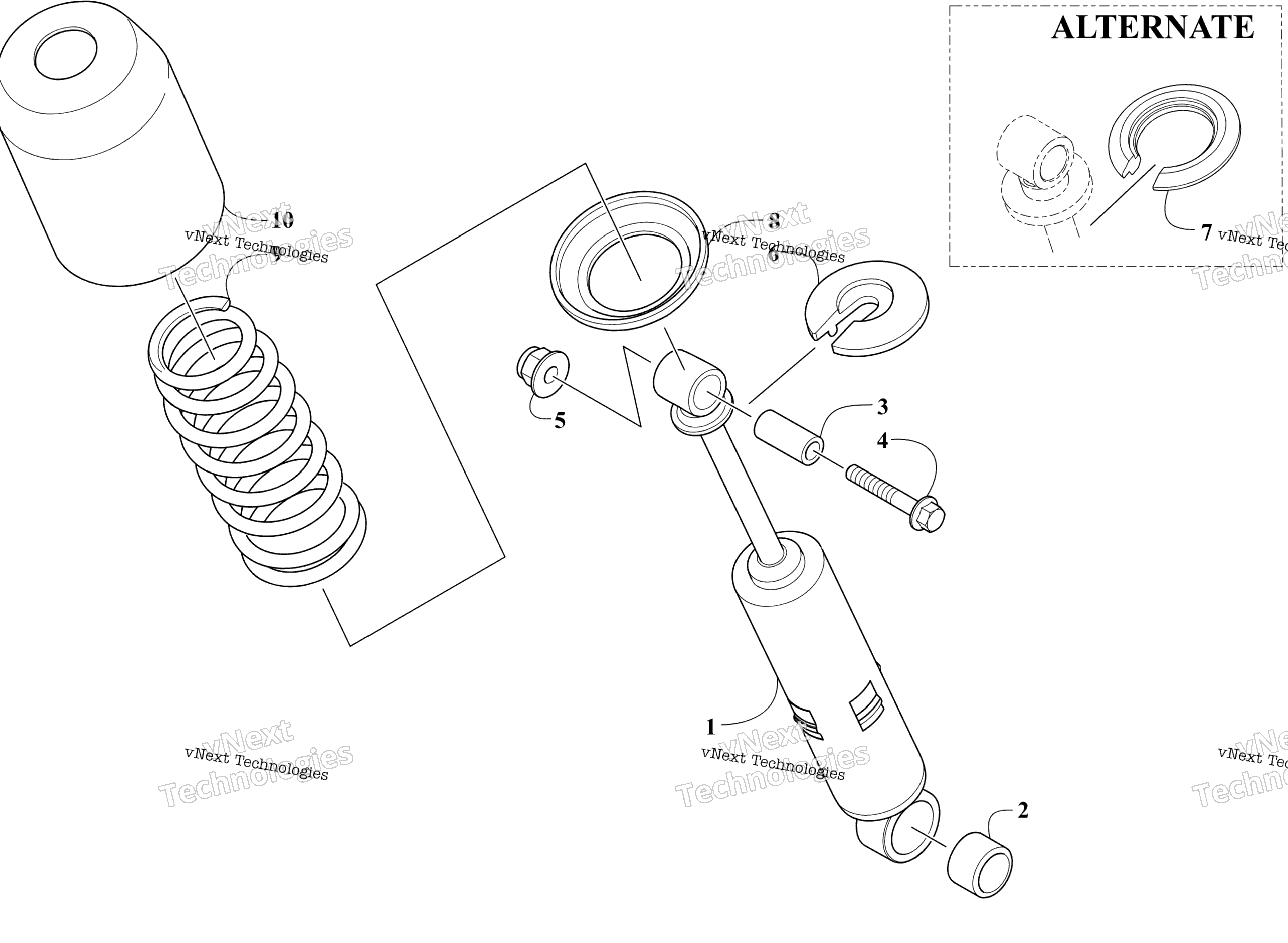 Задняя часть Suspension Front Arm Shock Absorber Assembly