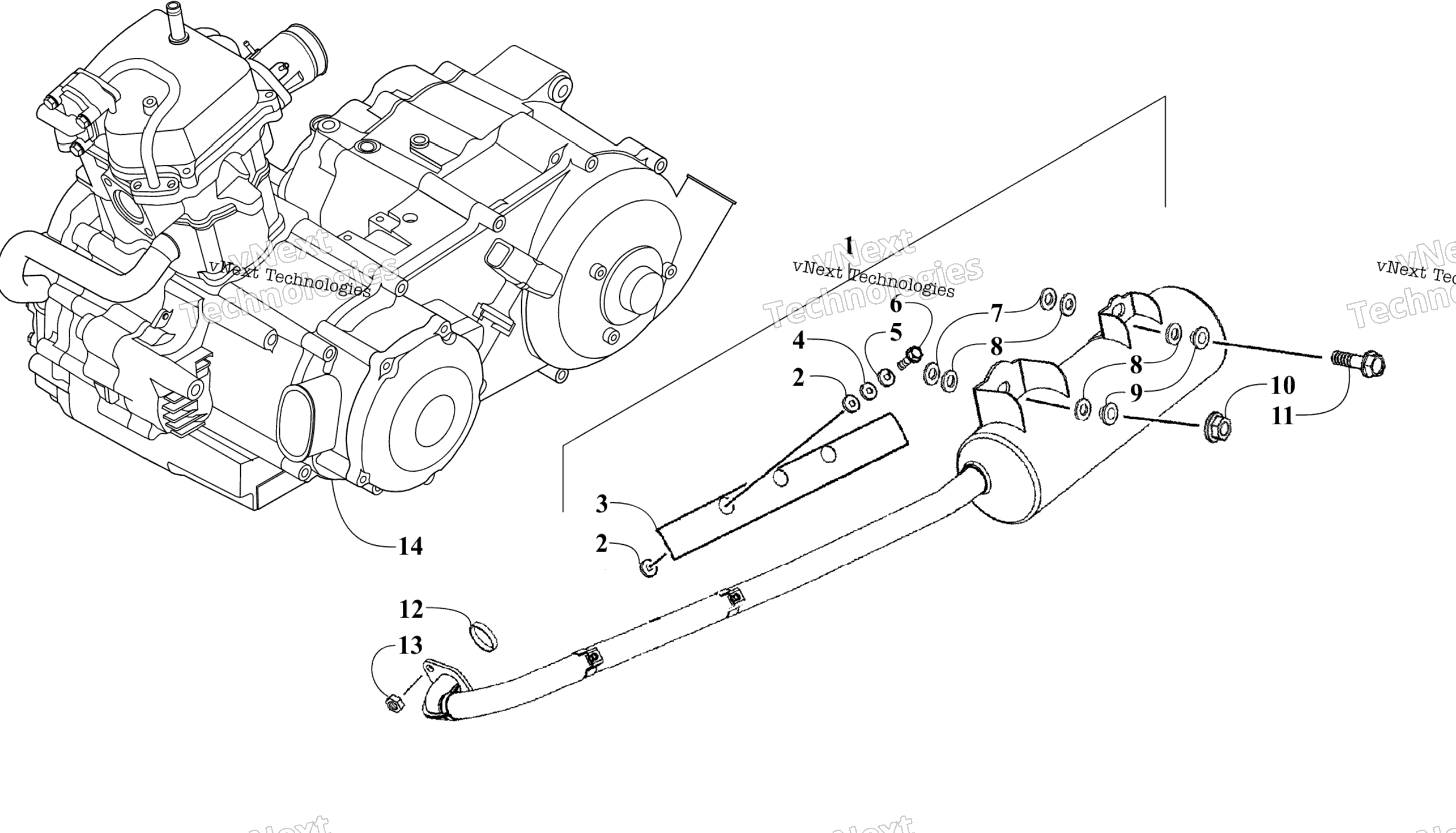 Двигатель And Exhaust Assembly
