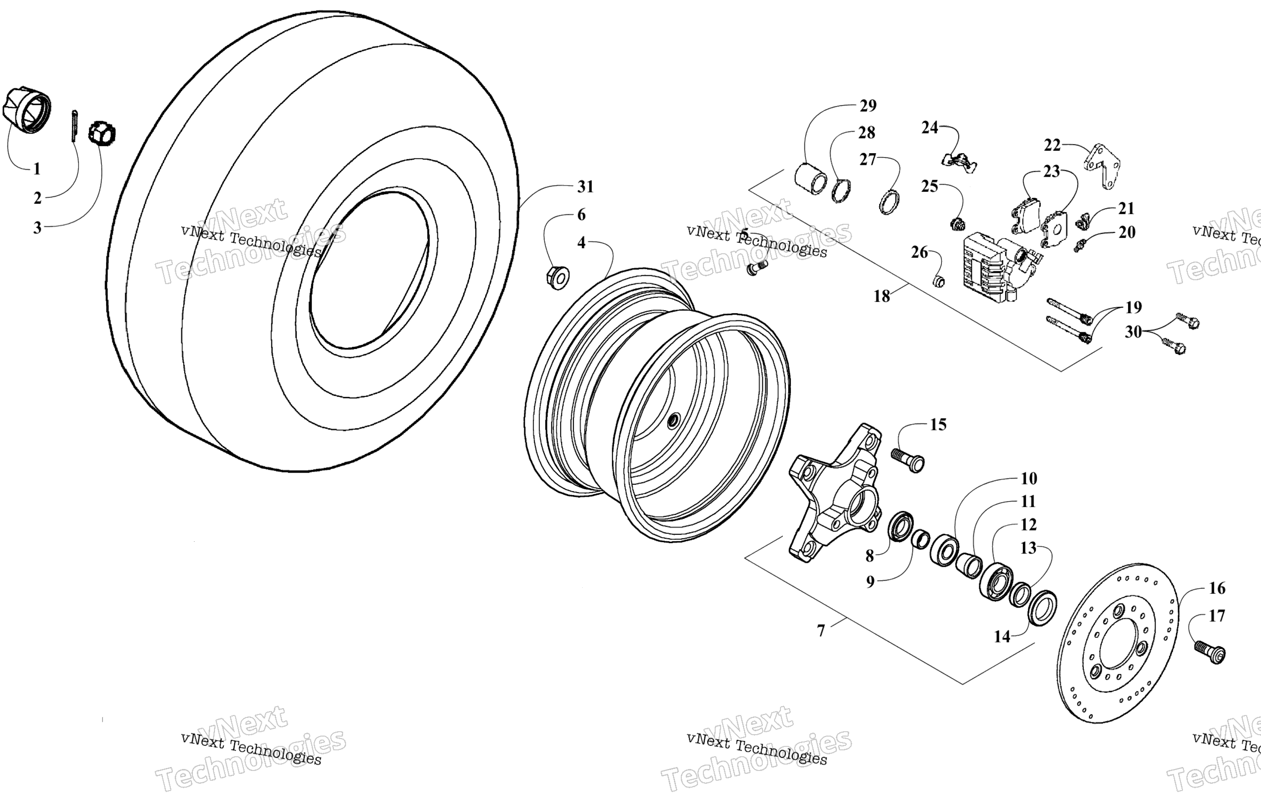 Передняя часть Wheels And Brake Assembly