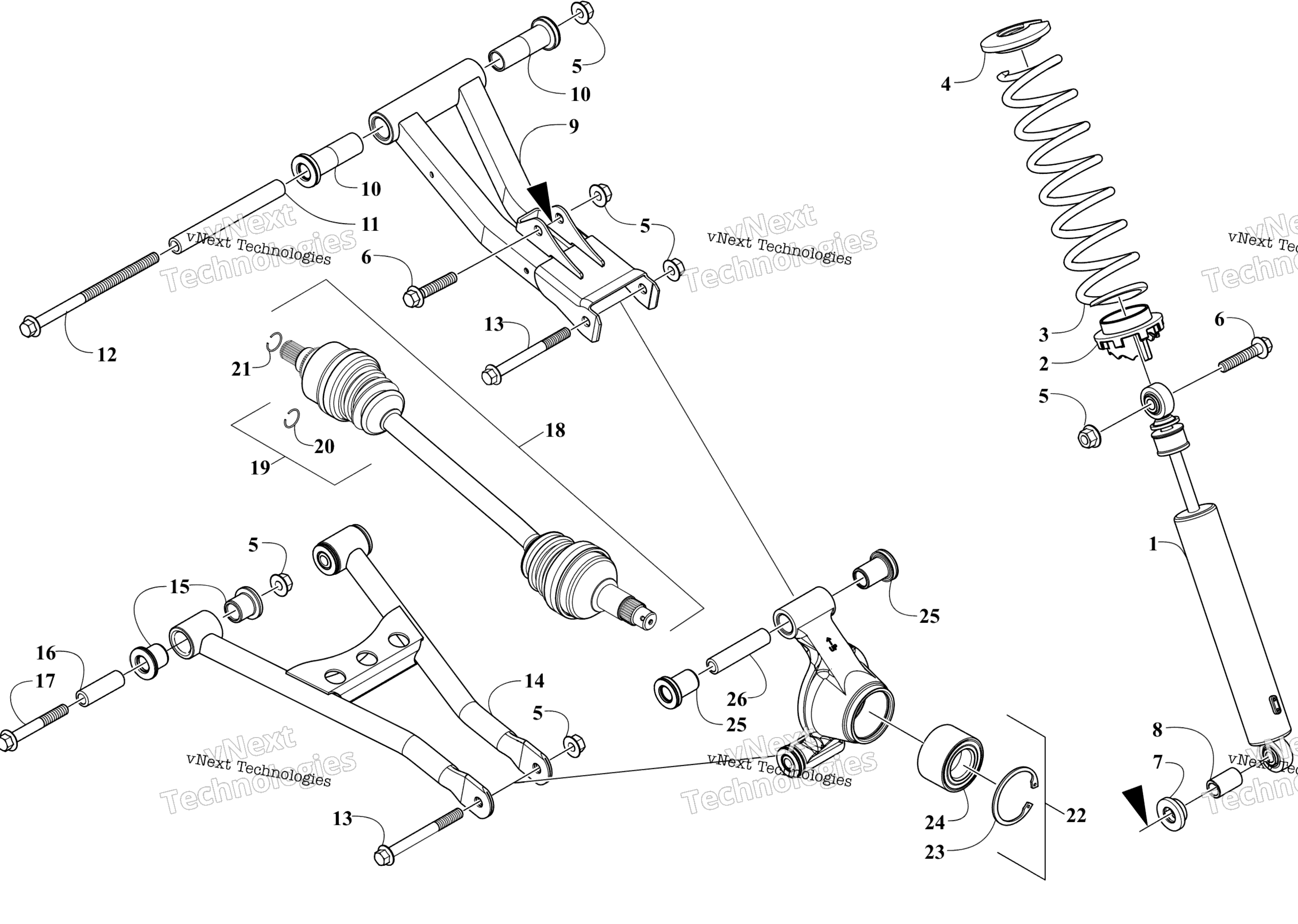 Задняя часть Suspension Assembly