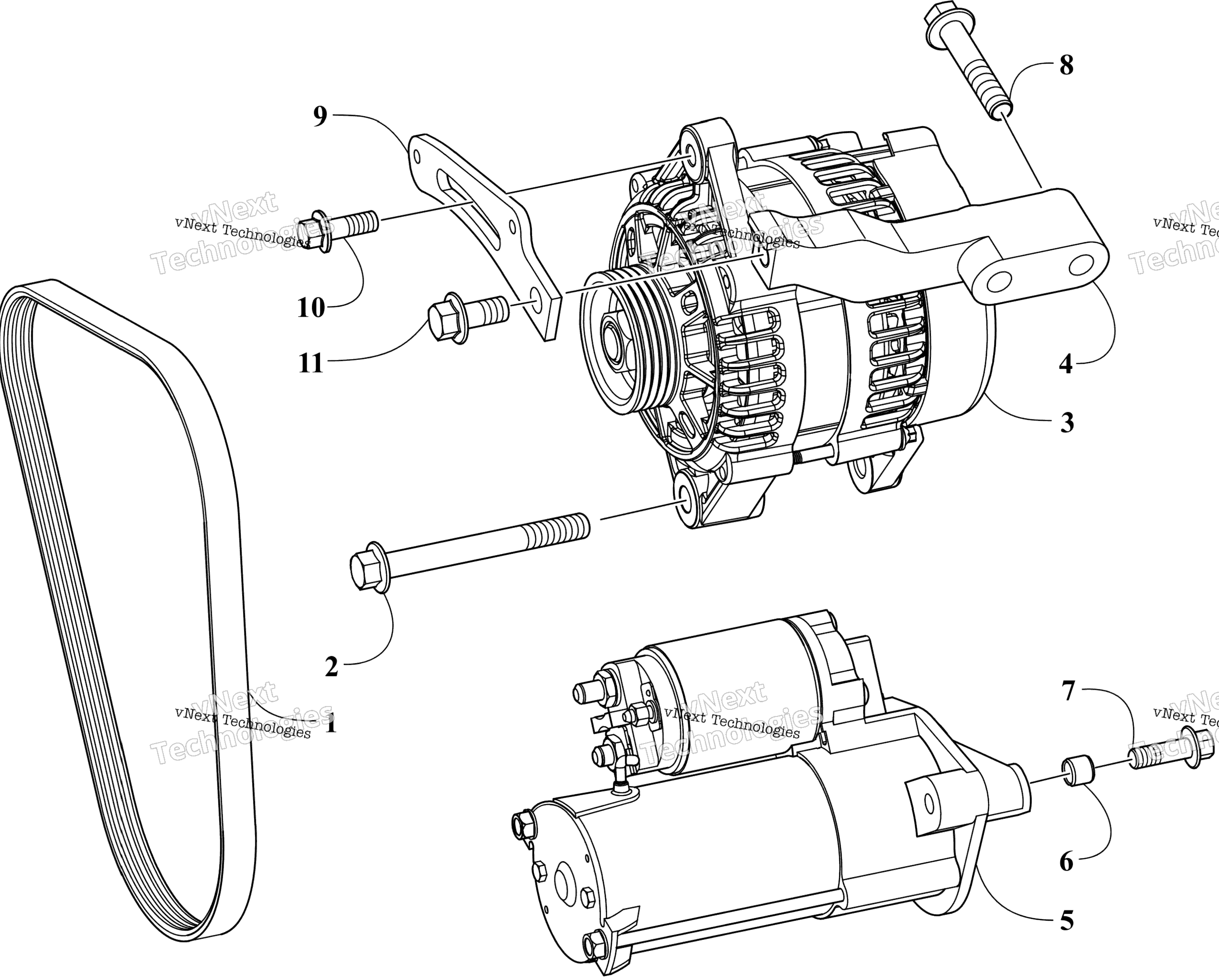 Стартер And Alternator Assembly
