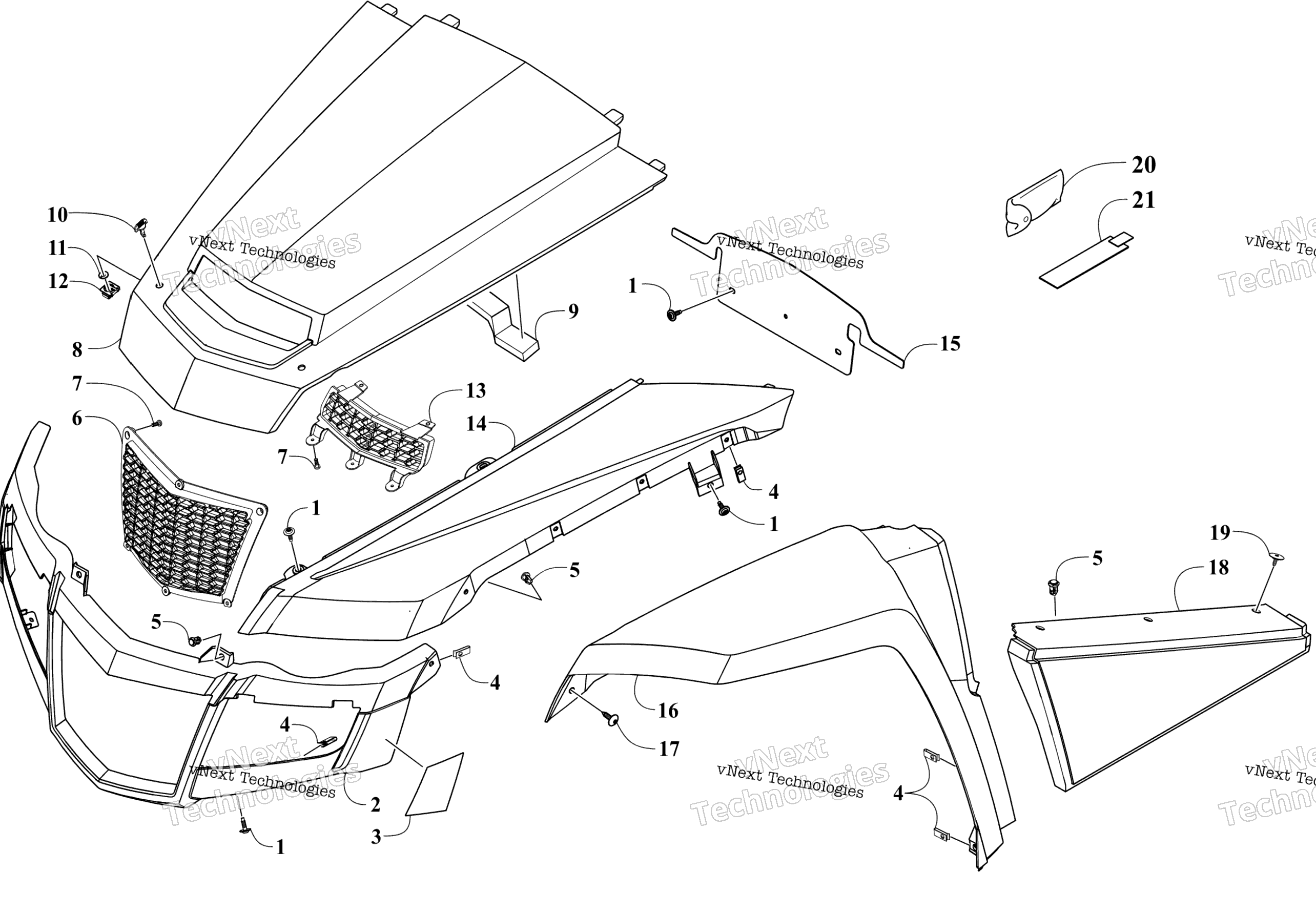 Передняя часть And Side Panel Assemblies