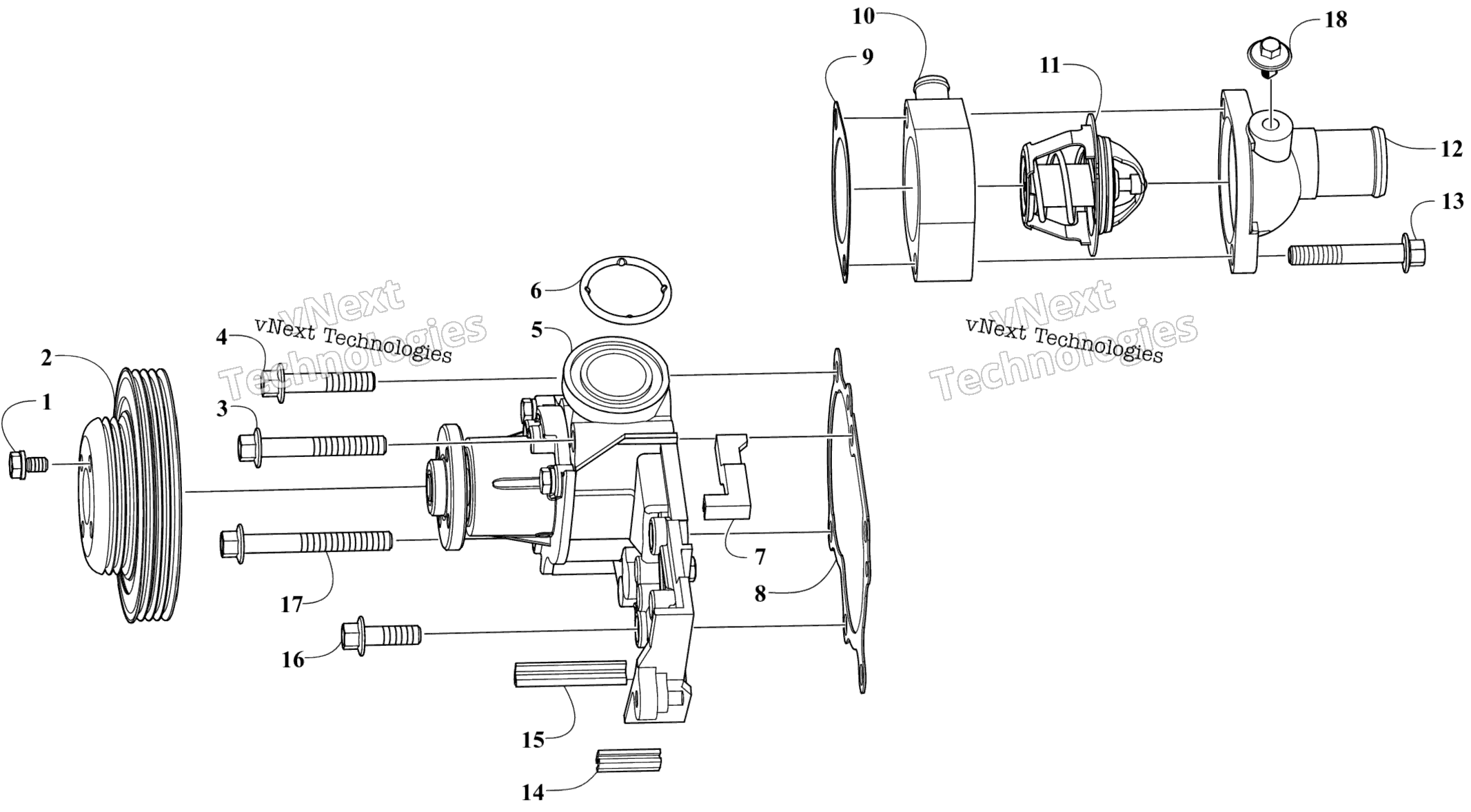 Система охлаждения Pump And Thermostat Assemblies
