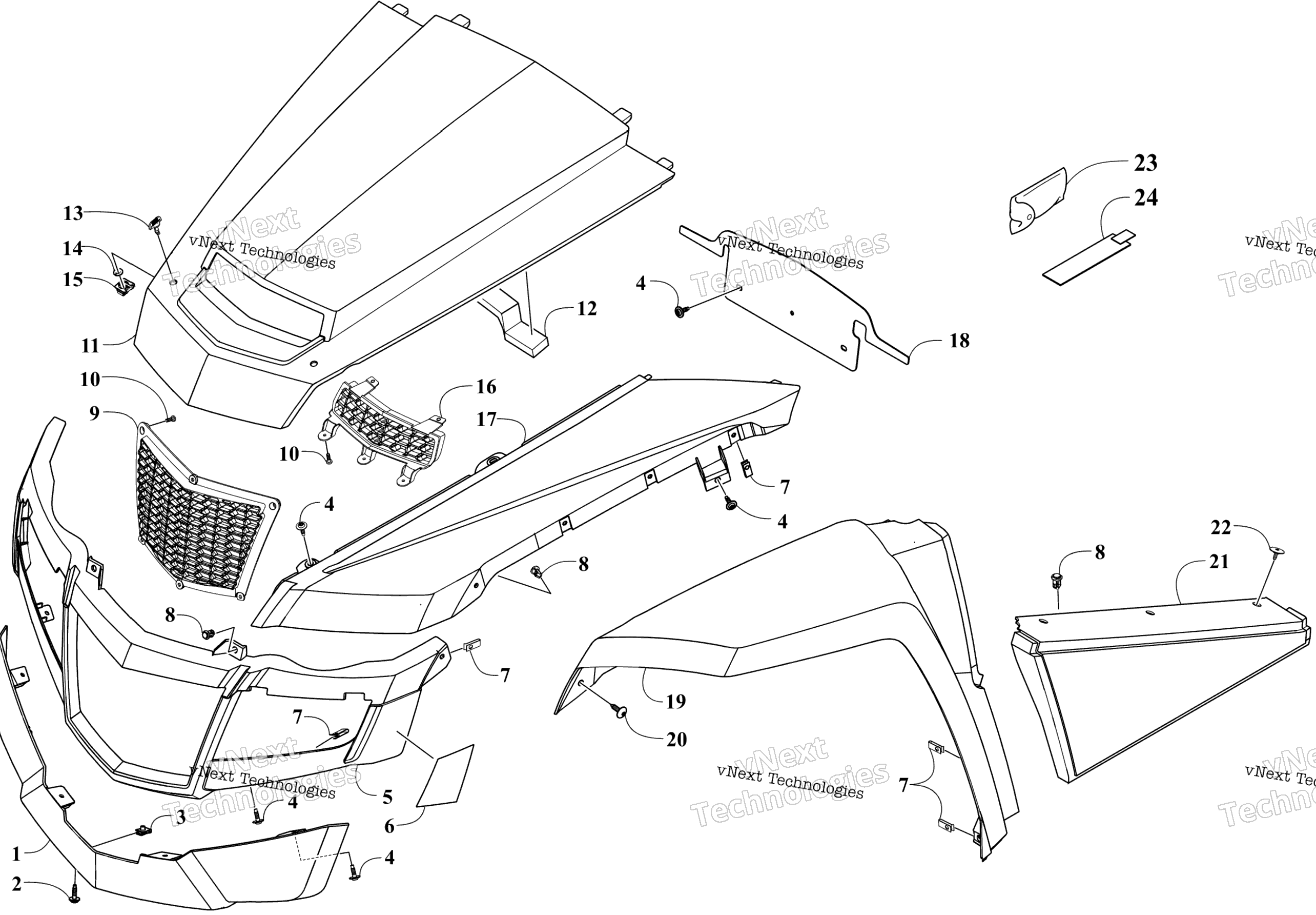 Передняя часть And Side Panel Assemblies