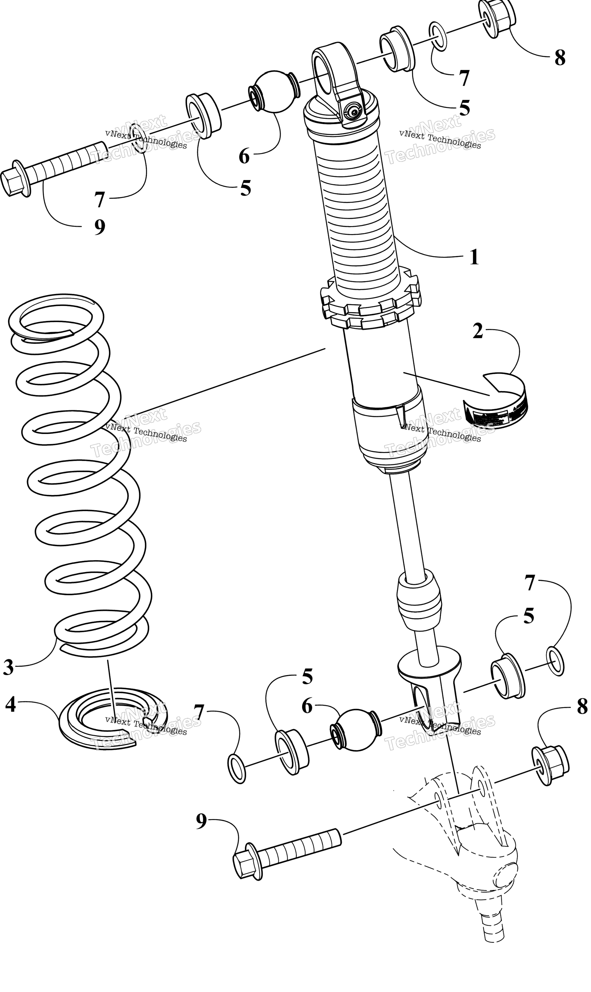 Передняя часть Suspension Shock Absorber Assembly
