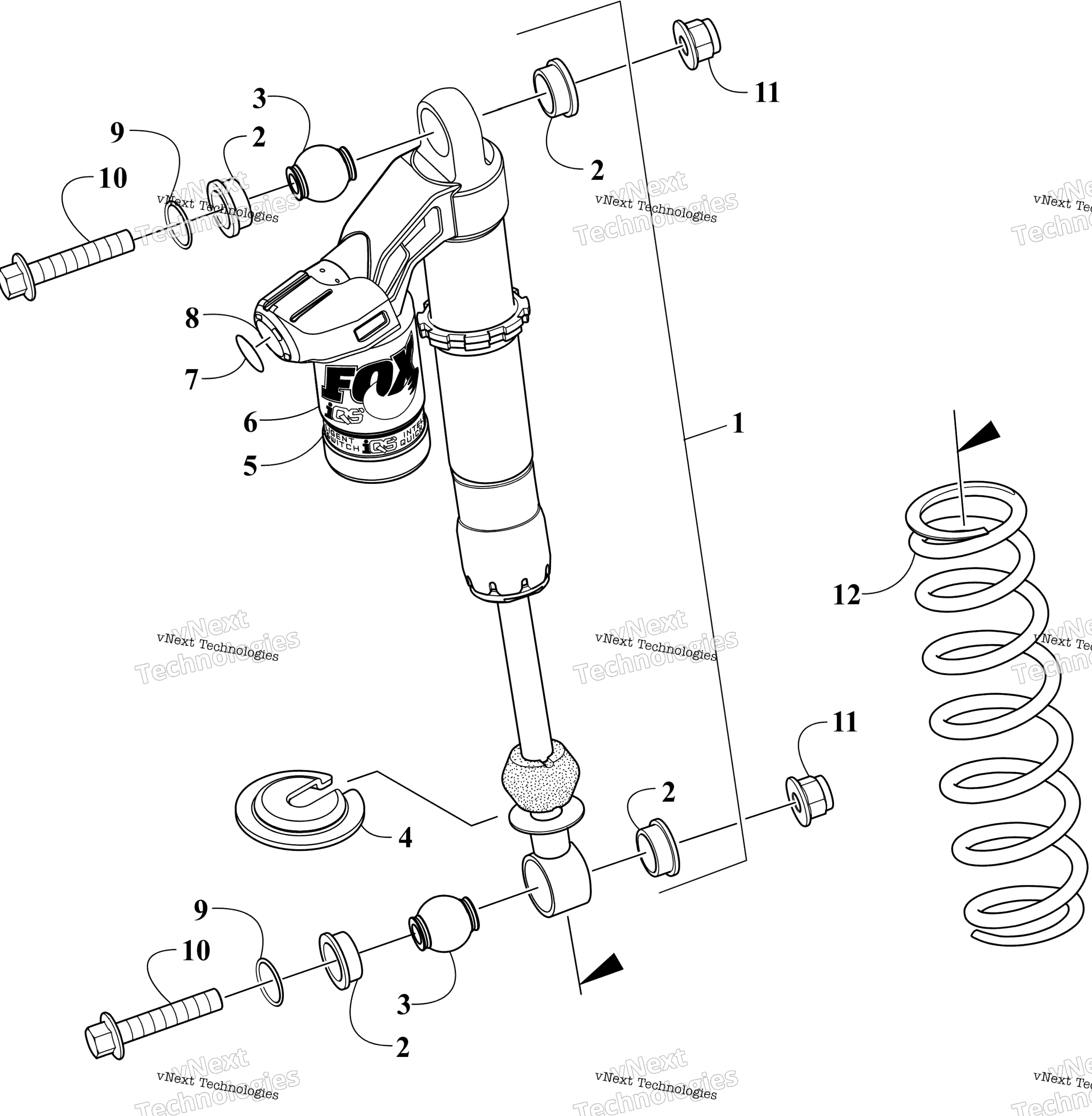 Передняя часть Suspension Shock Absorber Assembly