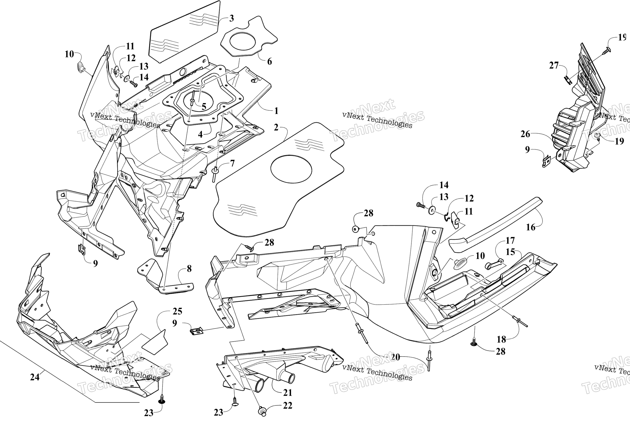 Skid Plate и Footwell Assemblies