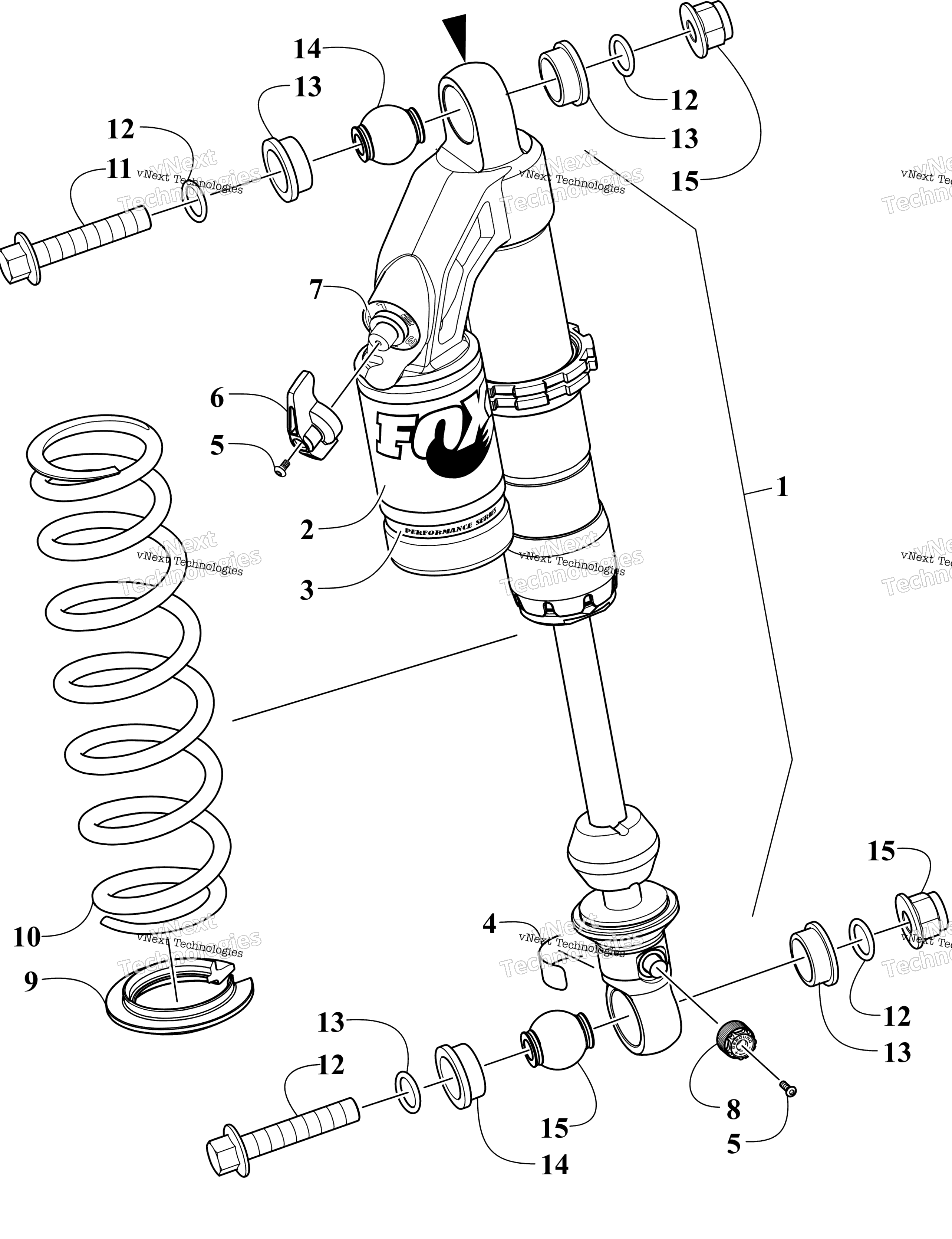 Передняя часть Suspension Shock Absorber Assembly