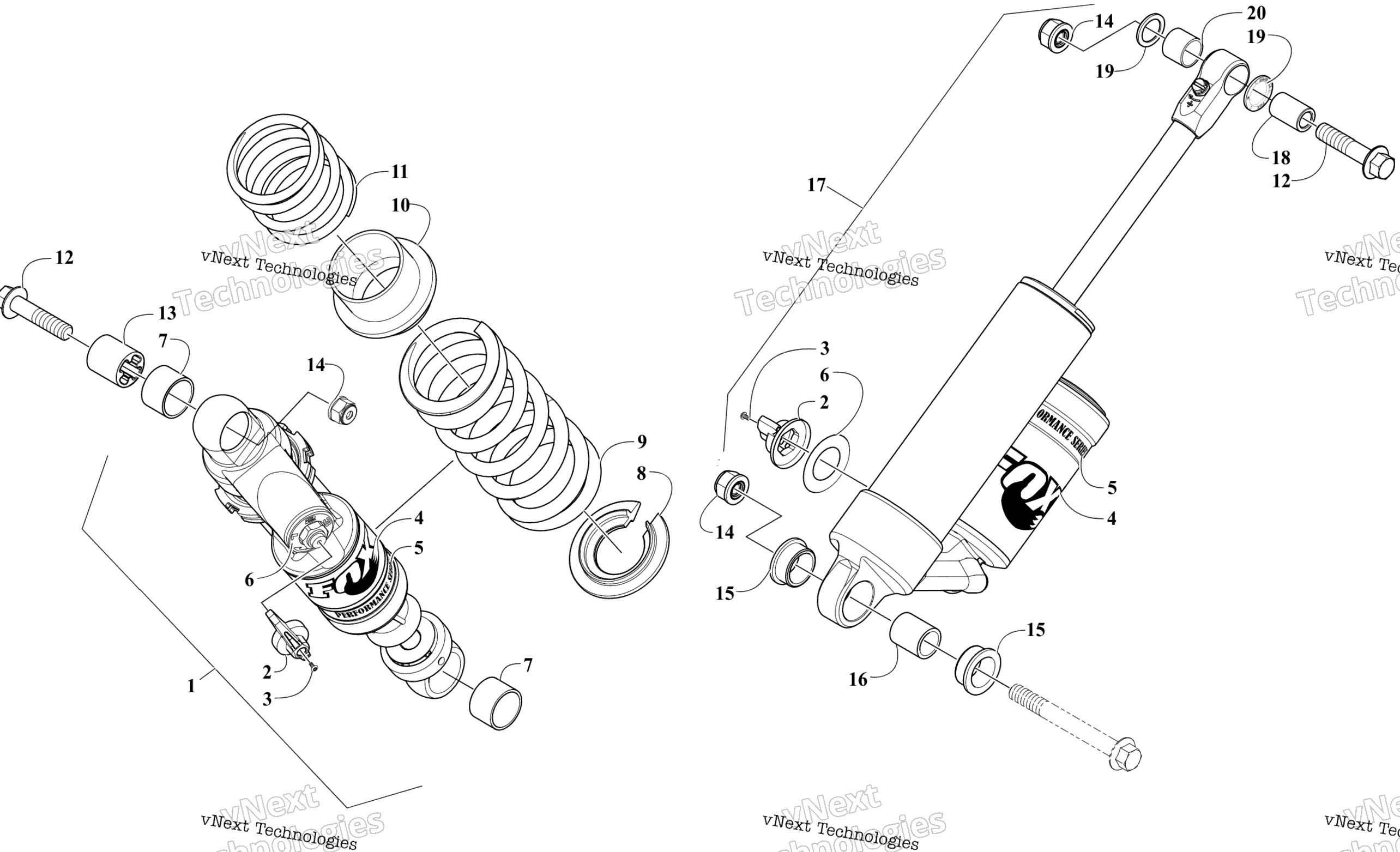 Задняя часть Suspension Shock Absorbers