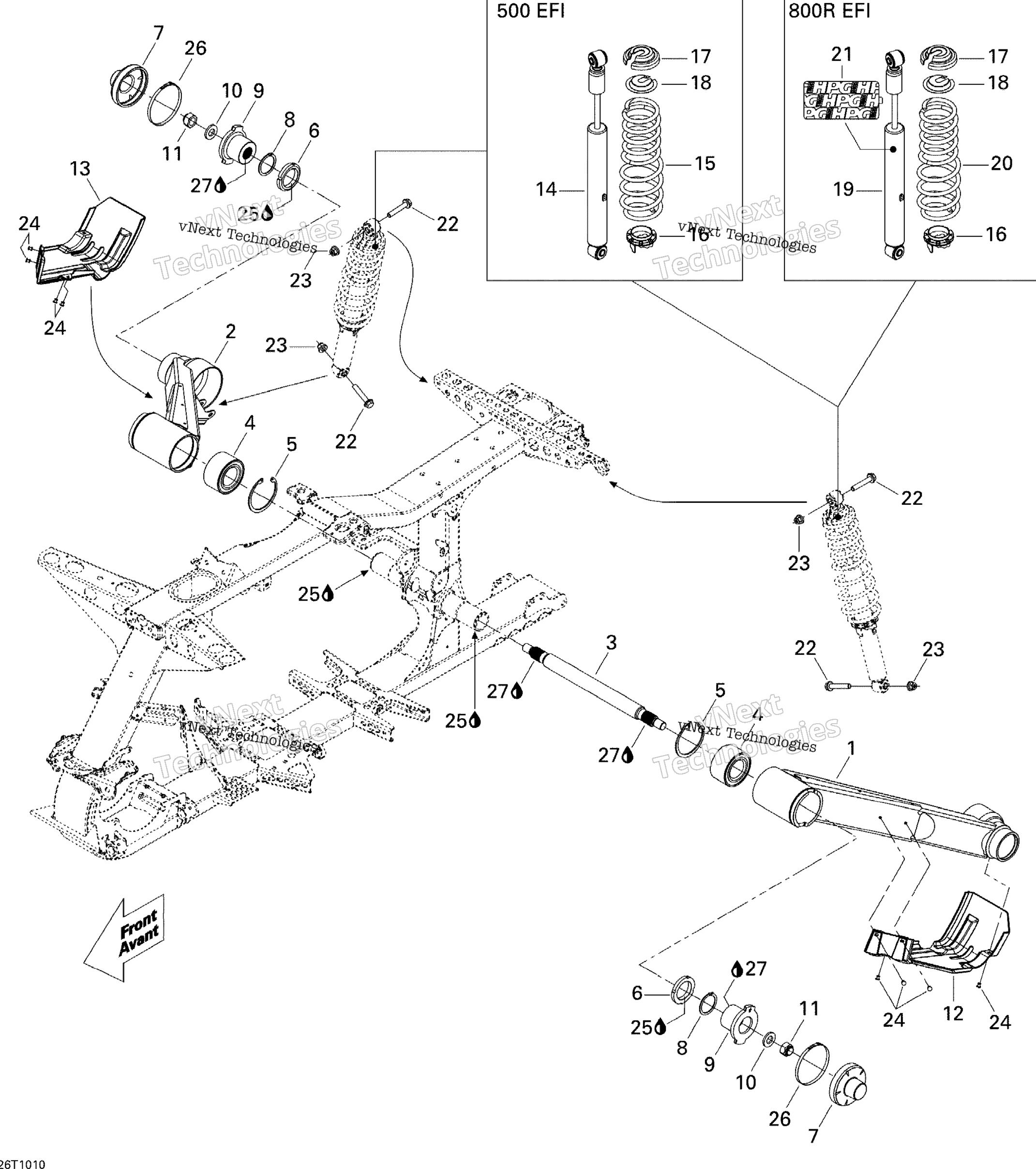 Задняя часть Suspension 500 Efi