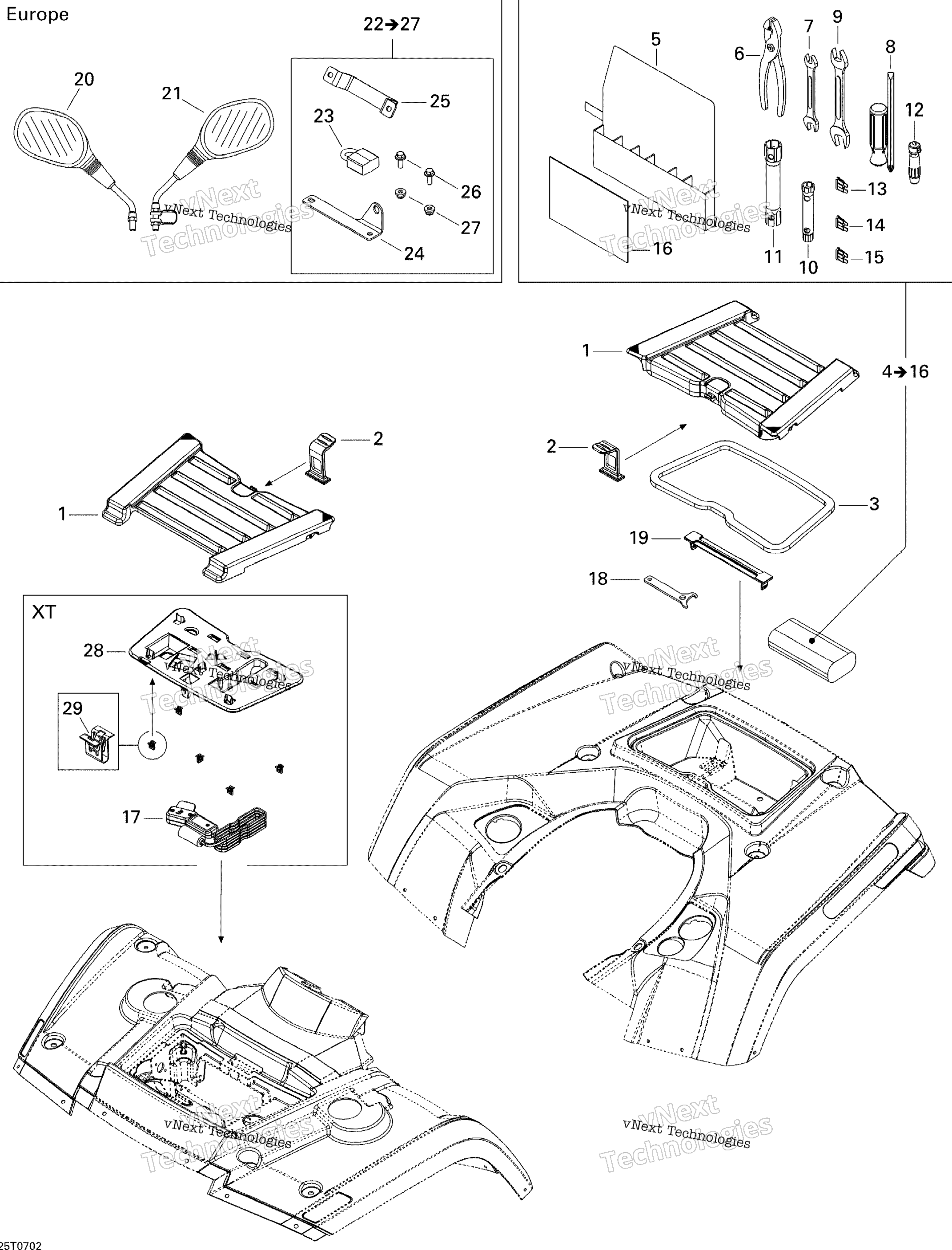 Передняя часть And Rear Trays Xt