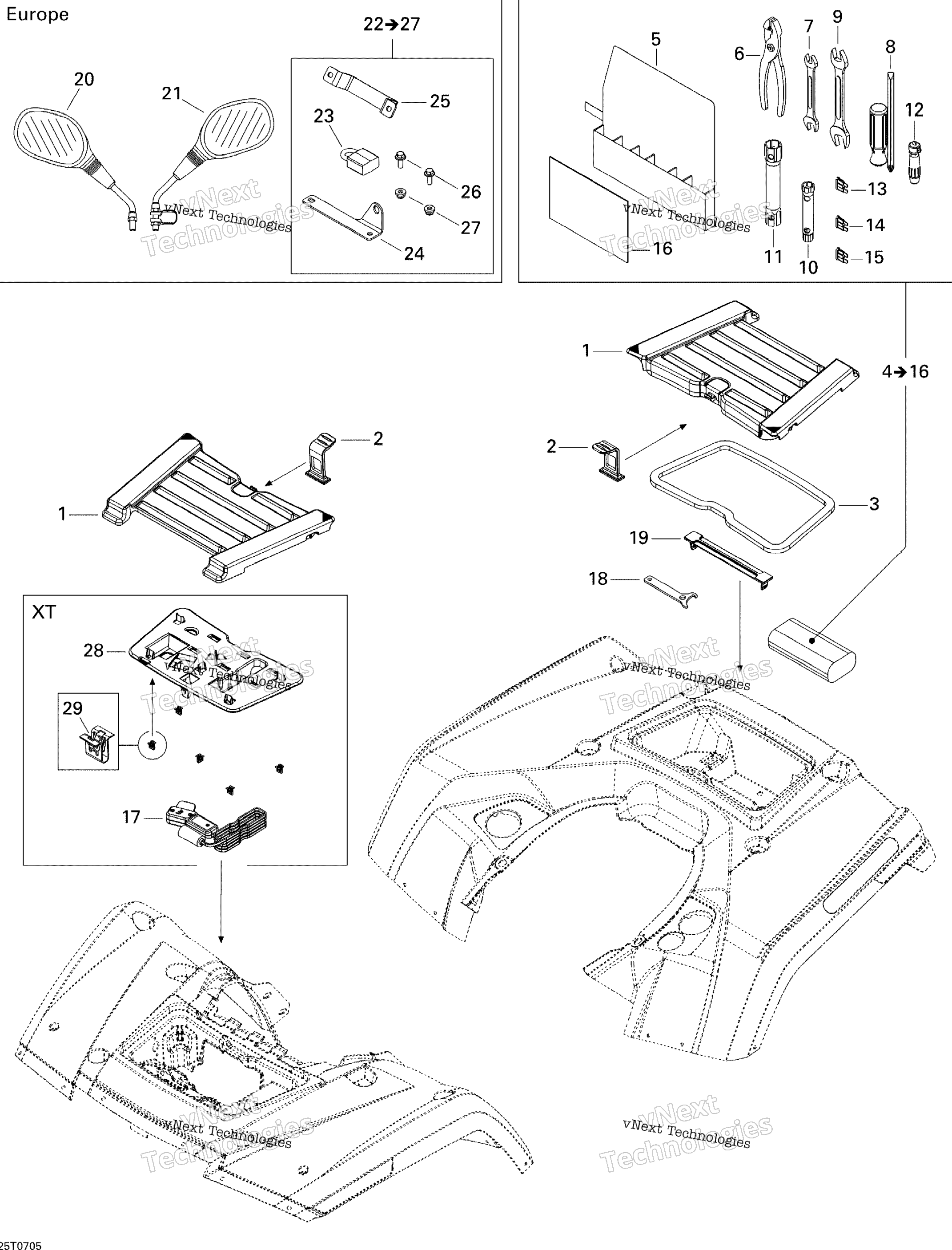 Передняя часть And Rear Trays Xt