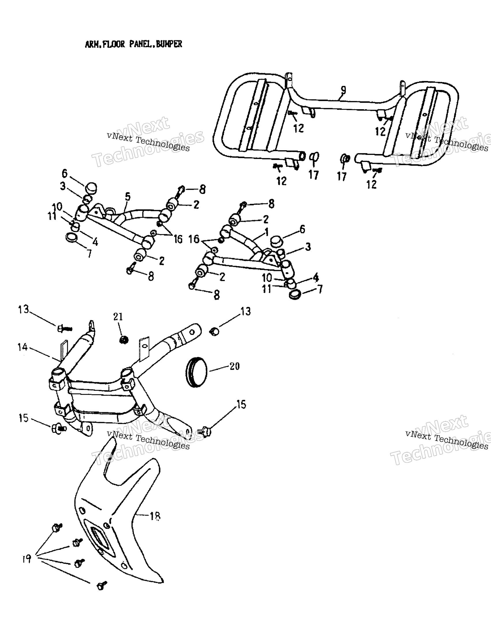 Arm, Foot Rest, Bumper 166 14