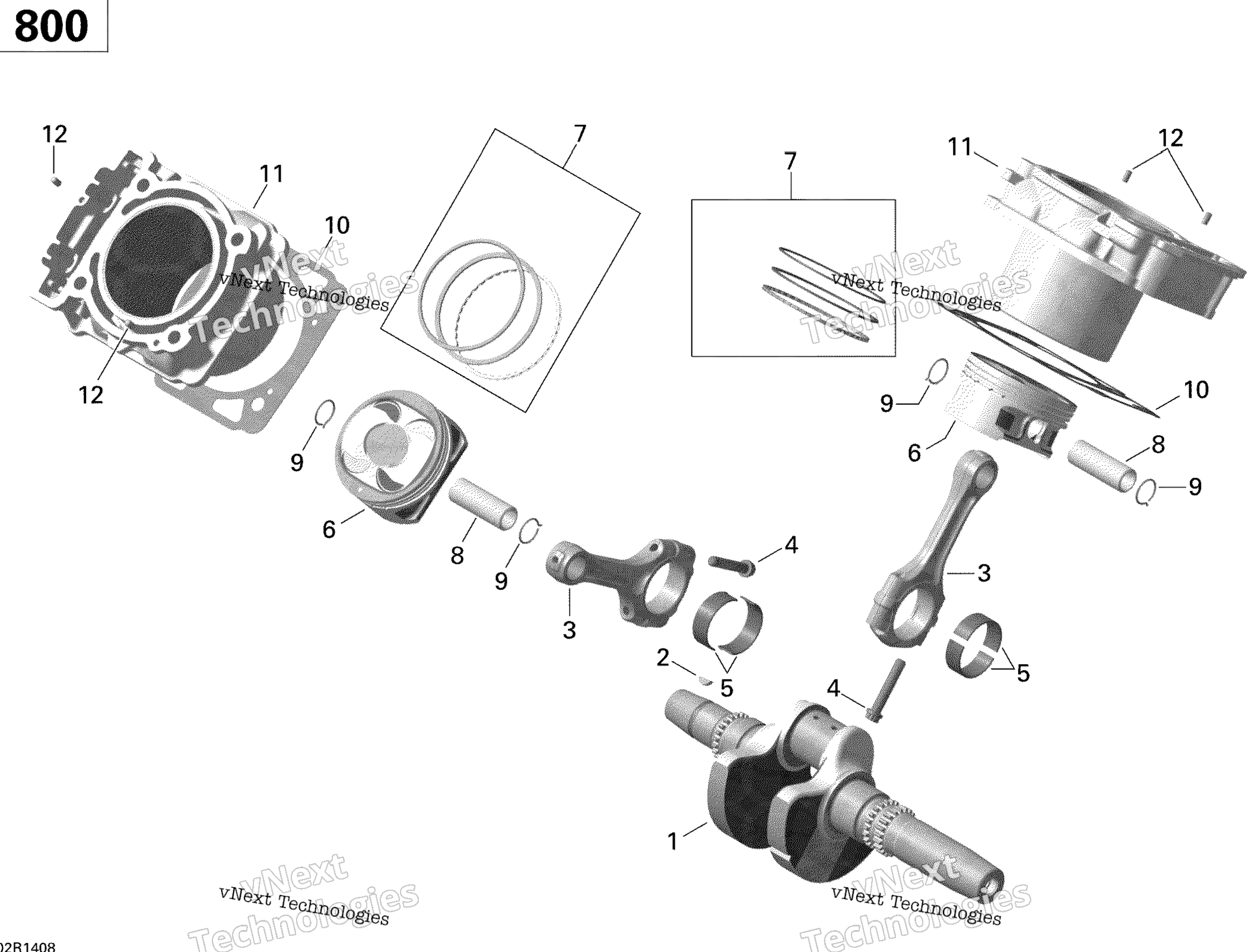 Crankshaft, поршень и цилиндр