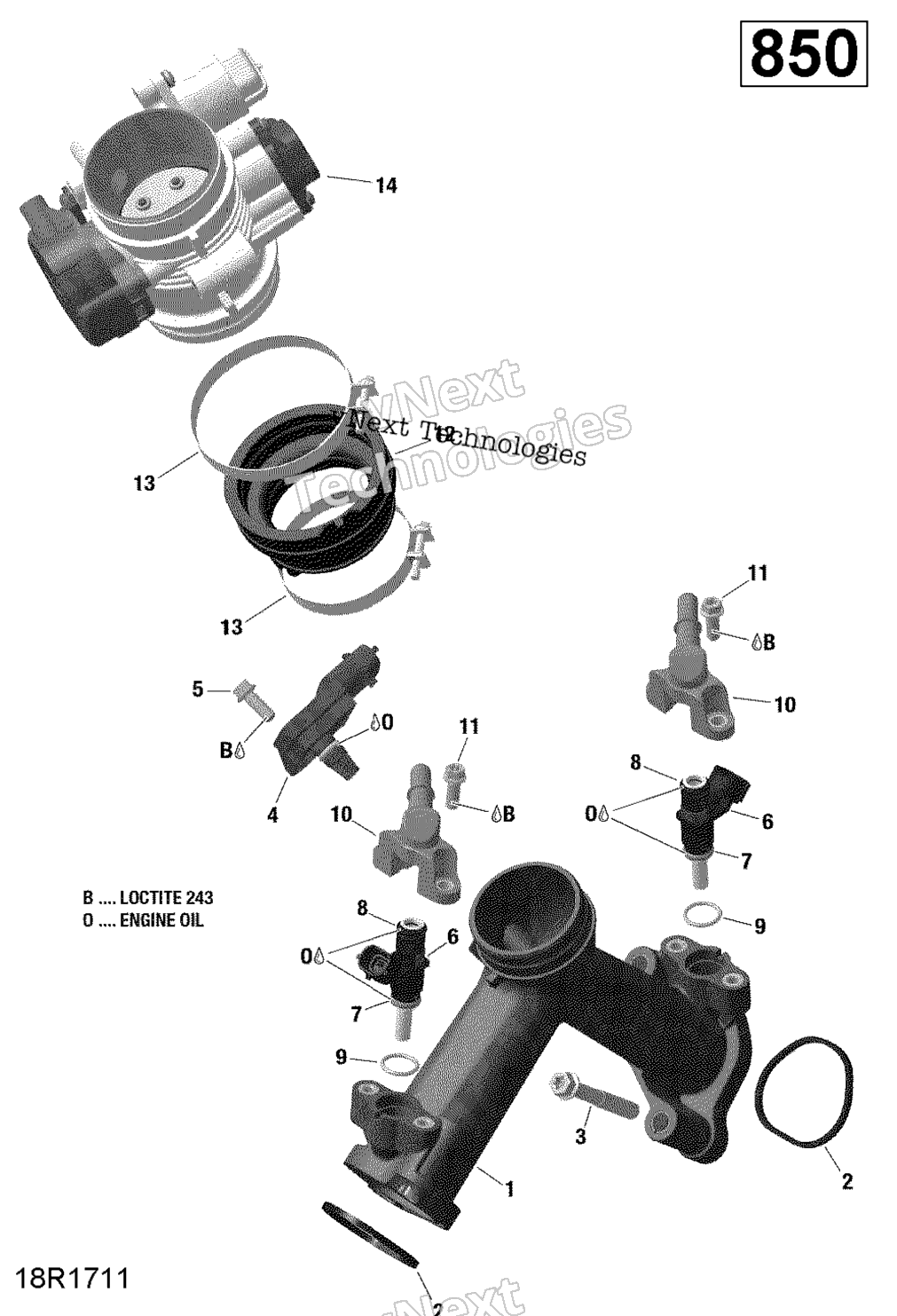 Воздушный впуск коллектор и Throttle кузов 850 Efi