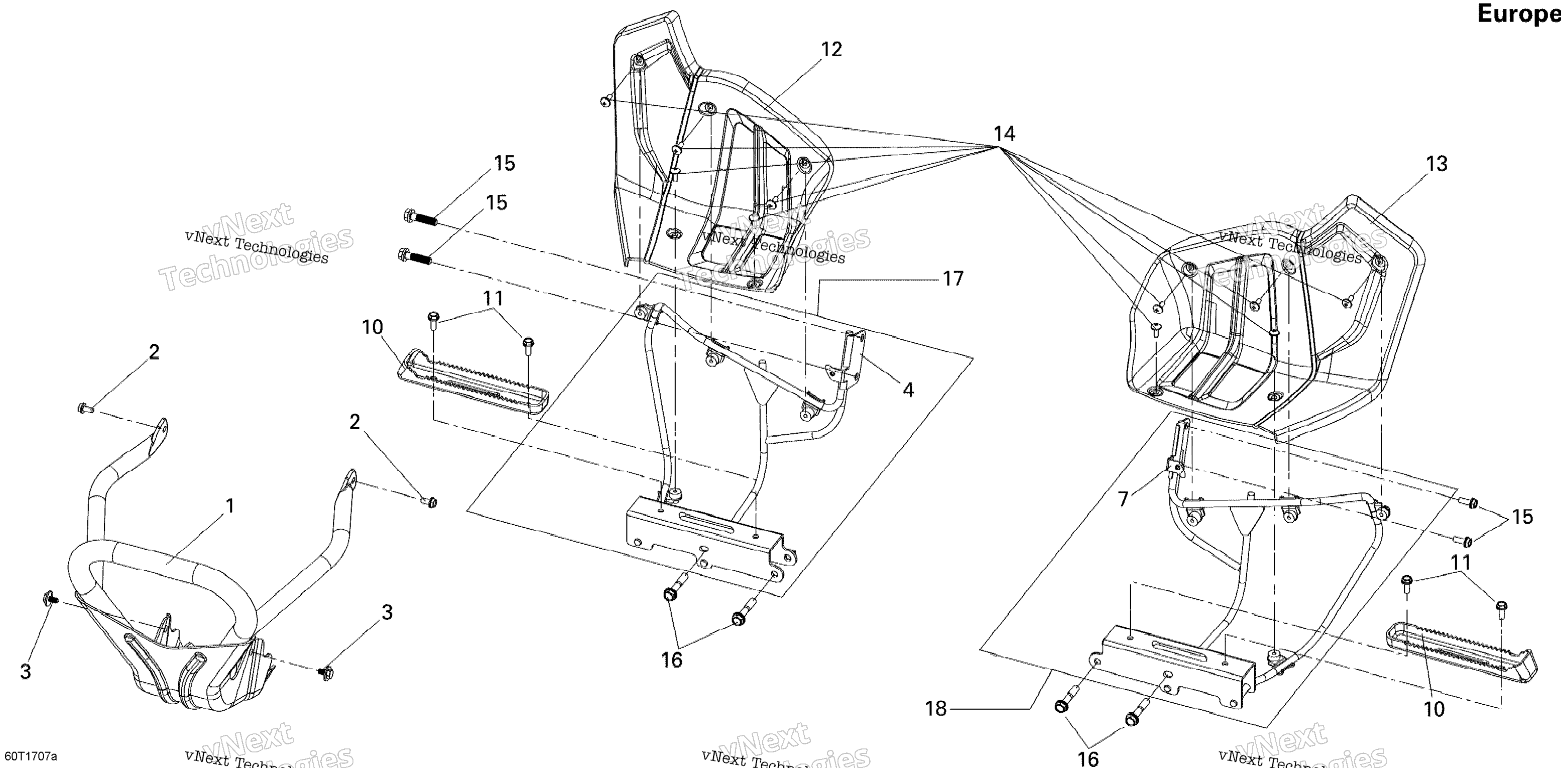 Передняя часть Bumper And Footrests North America, International