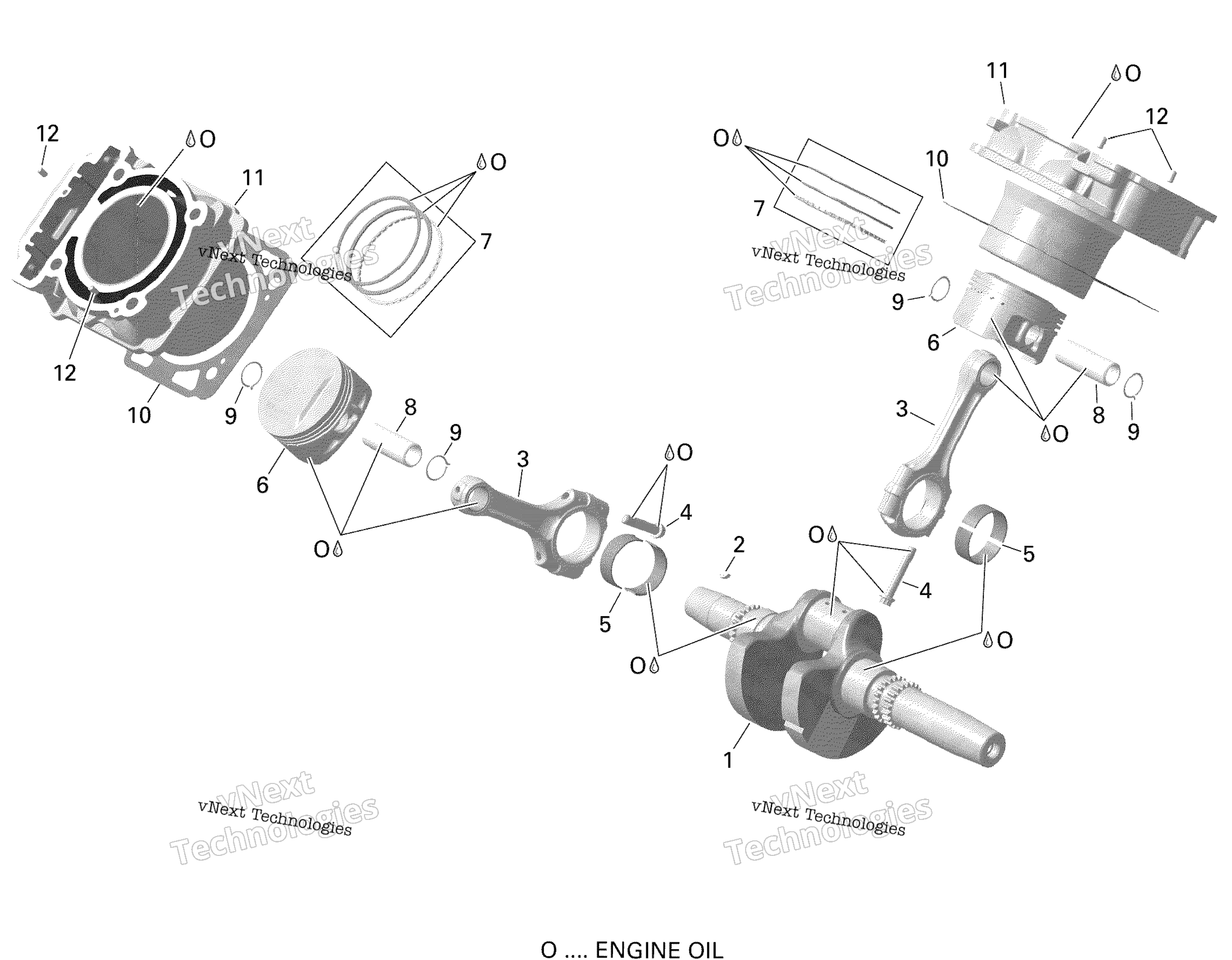 Crankshaft, поршень и цилиндр