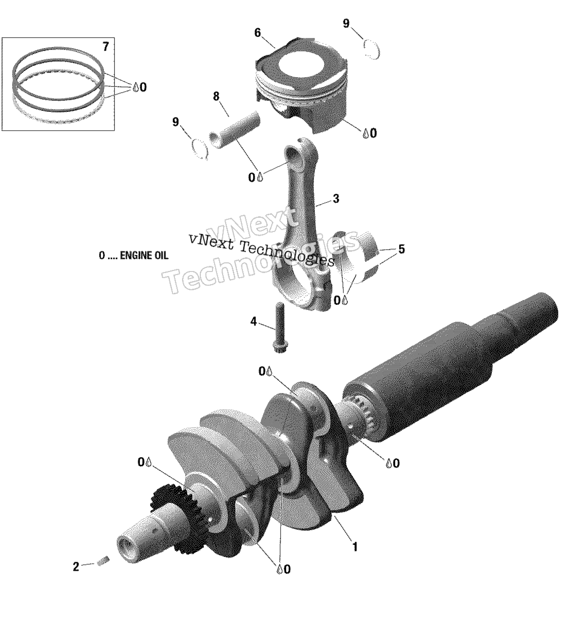 Rotax — Коленвал и поршни - 600 Ace