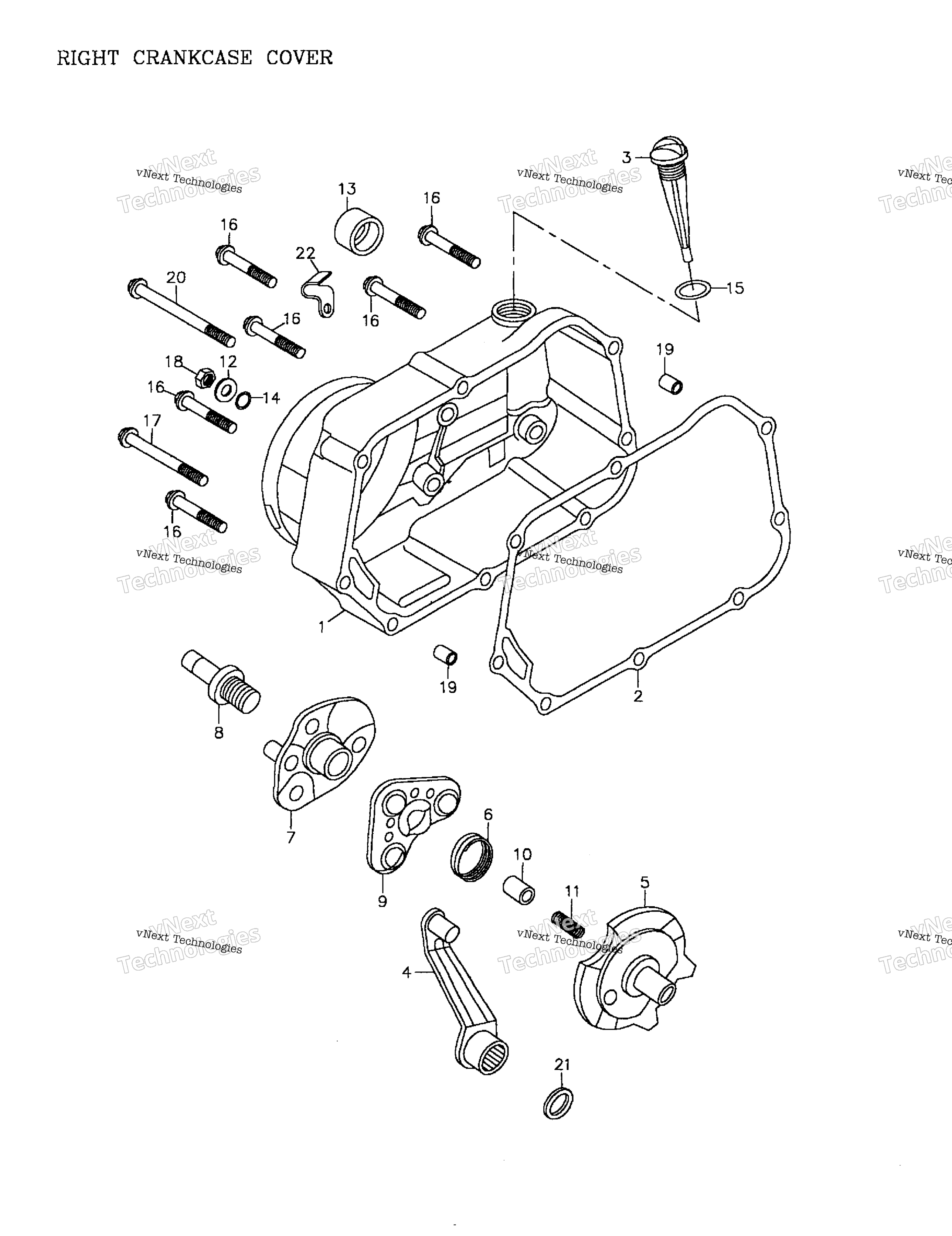 Right Crankcase крышка 172 05