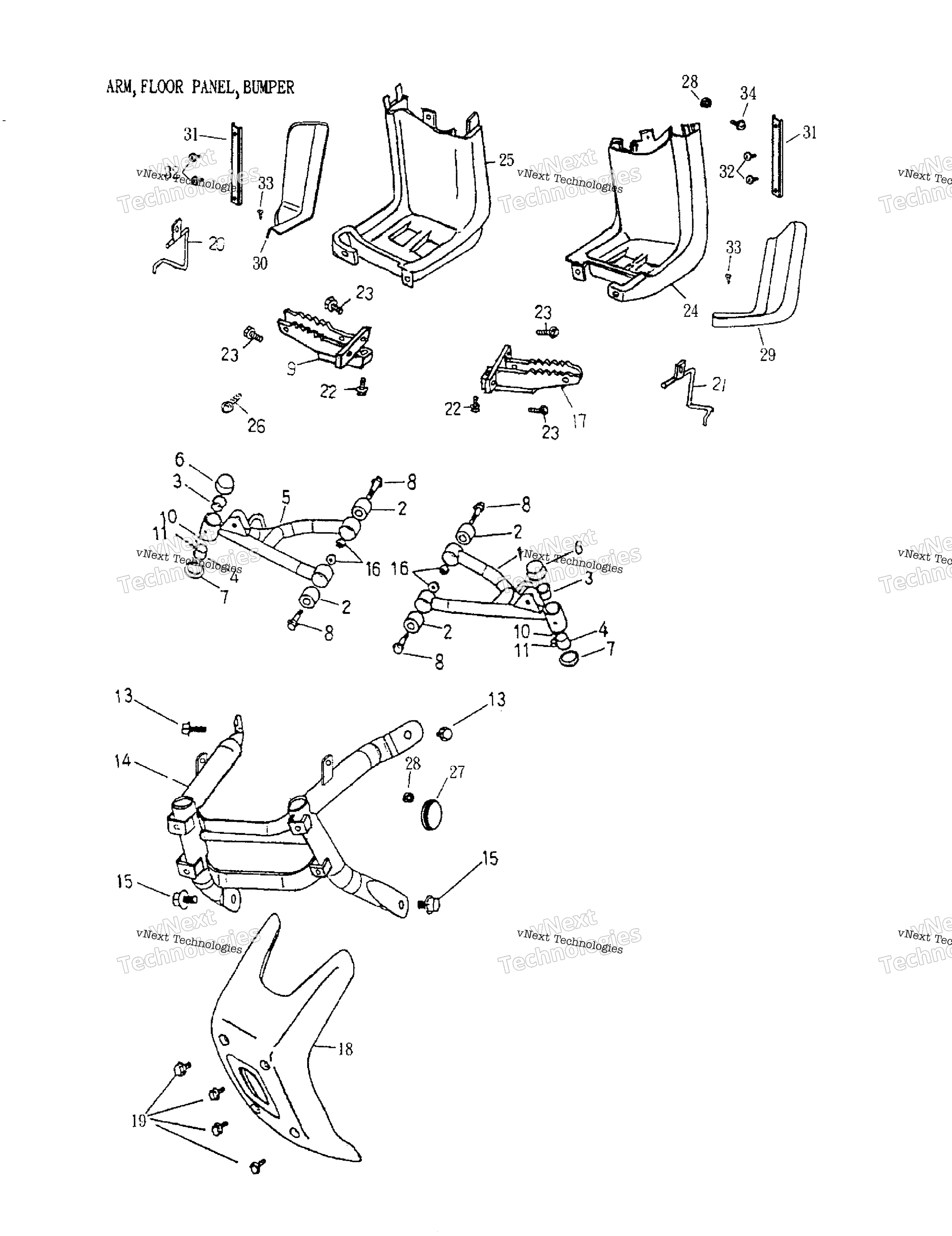 Arm, Foot Rest, Bumper 172 17