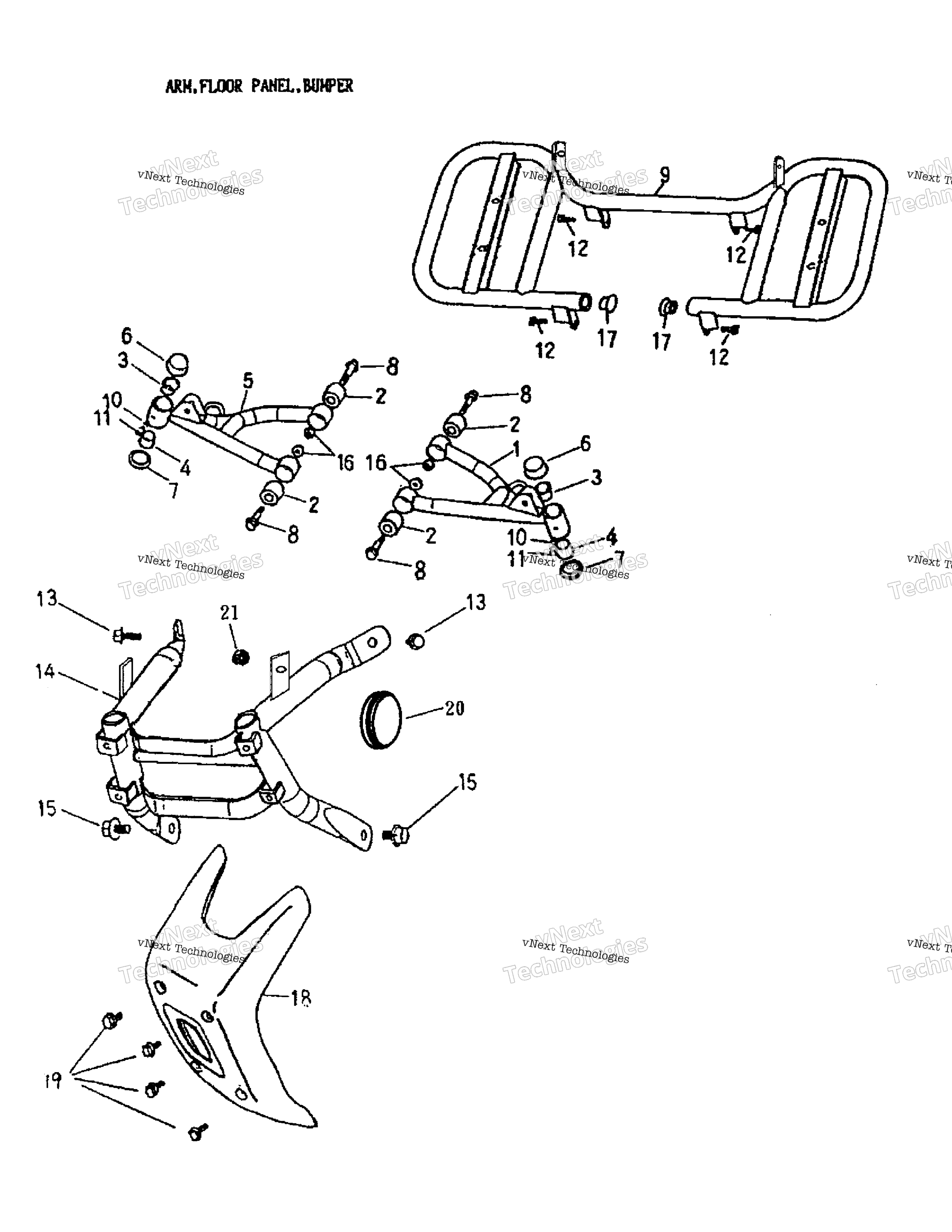 Arm, Foot Rest, Bumper 170A 14