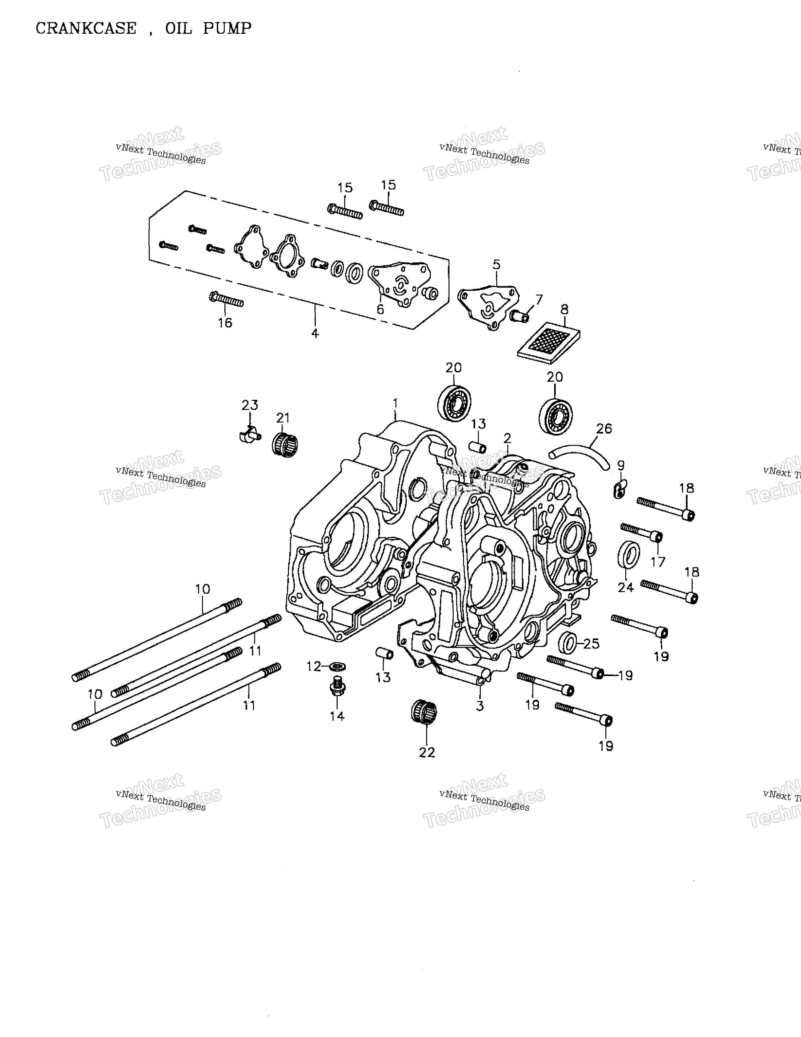 Crankcase, масляный насос (172A 09)