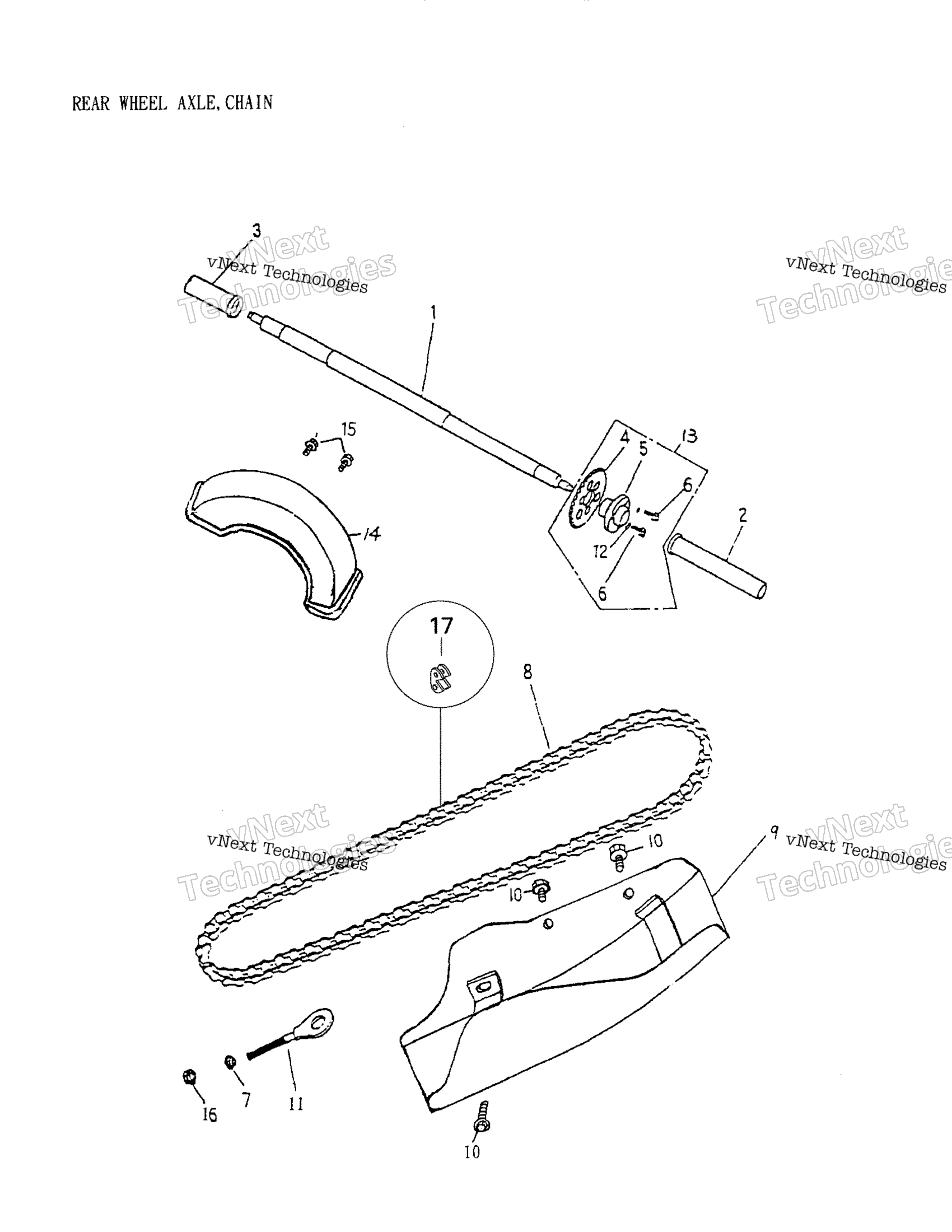 Заднее колесо Axle, Chain
