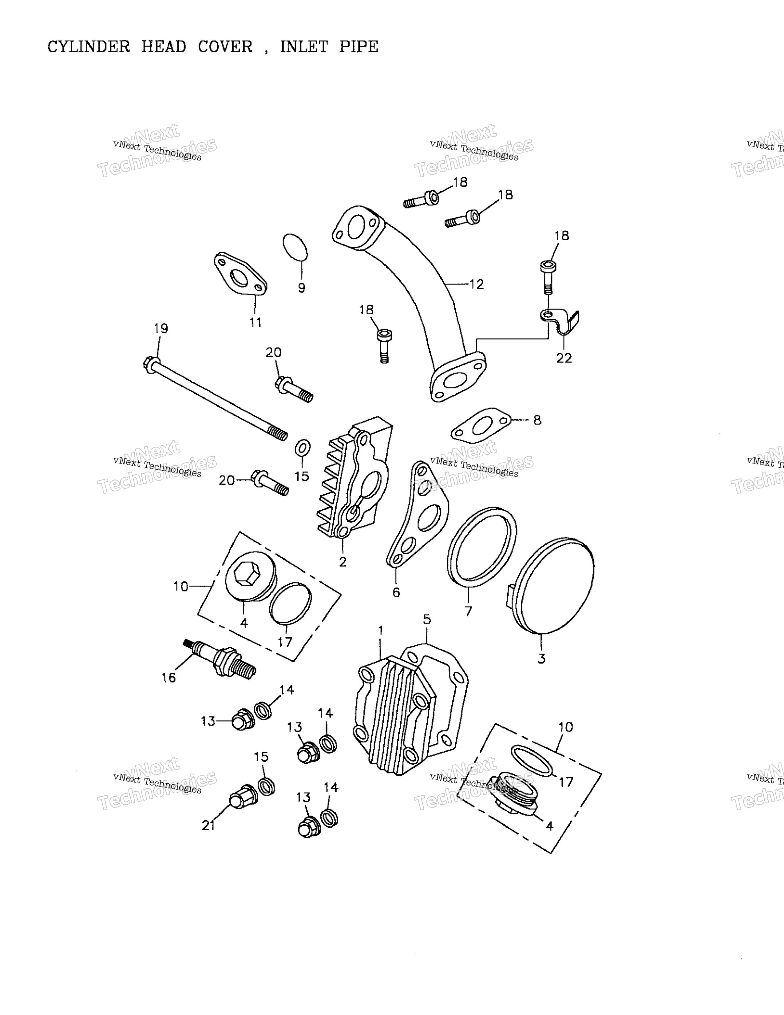 Головка блока цилиндров Cover, Inlet Pipe