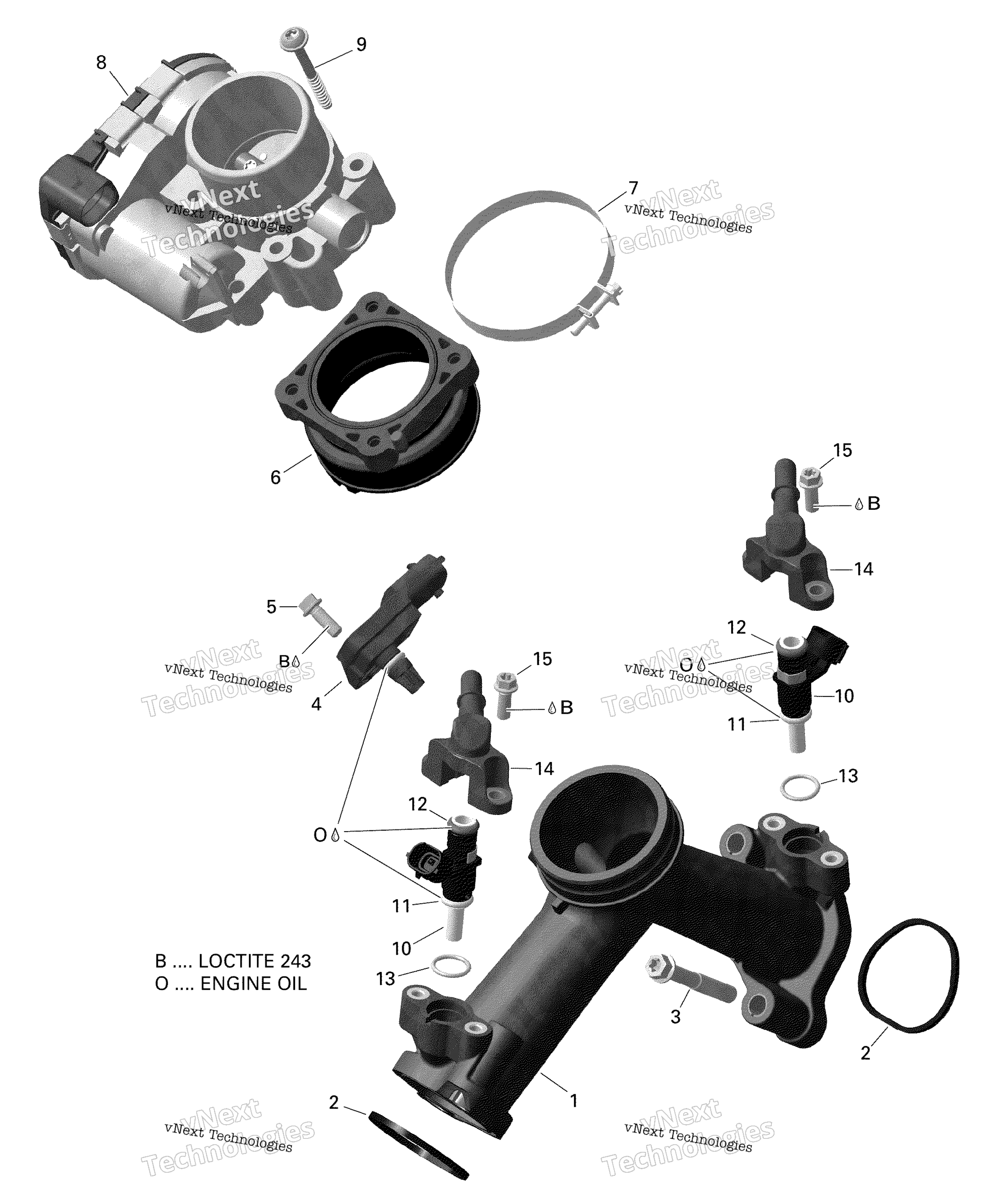 Rotax Воздушный впуск коллектор и Throttle кузов 122 210