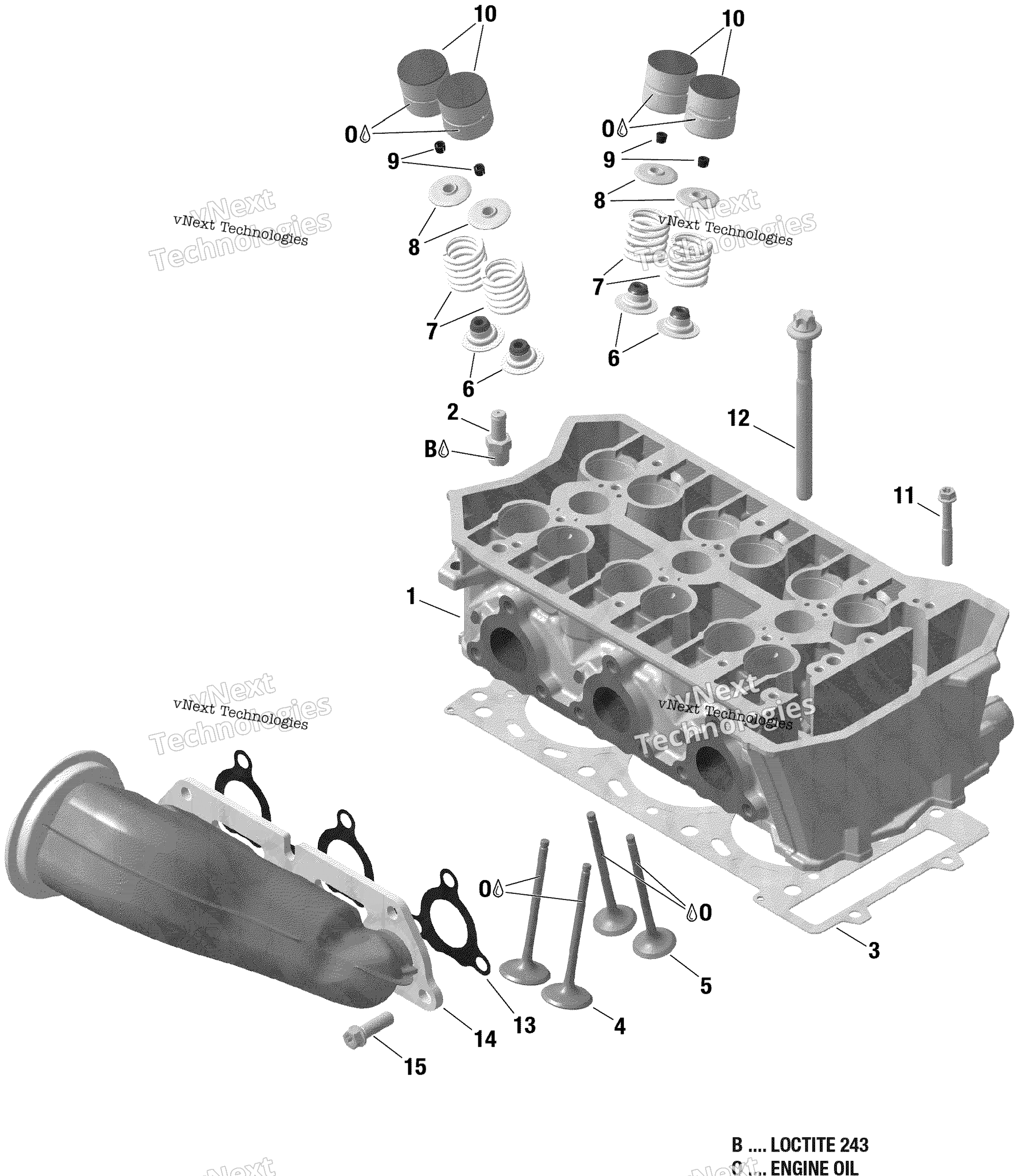 Цилиндр Head And Exhaust Manifold 900 Ho