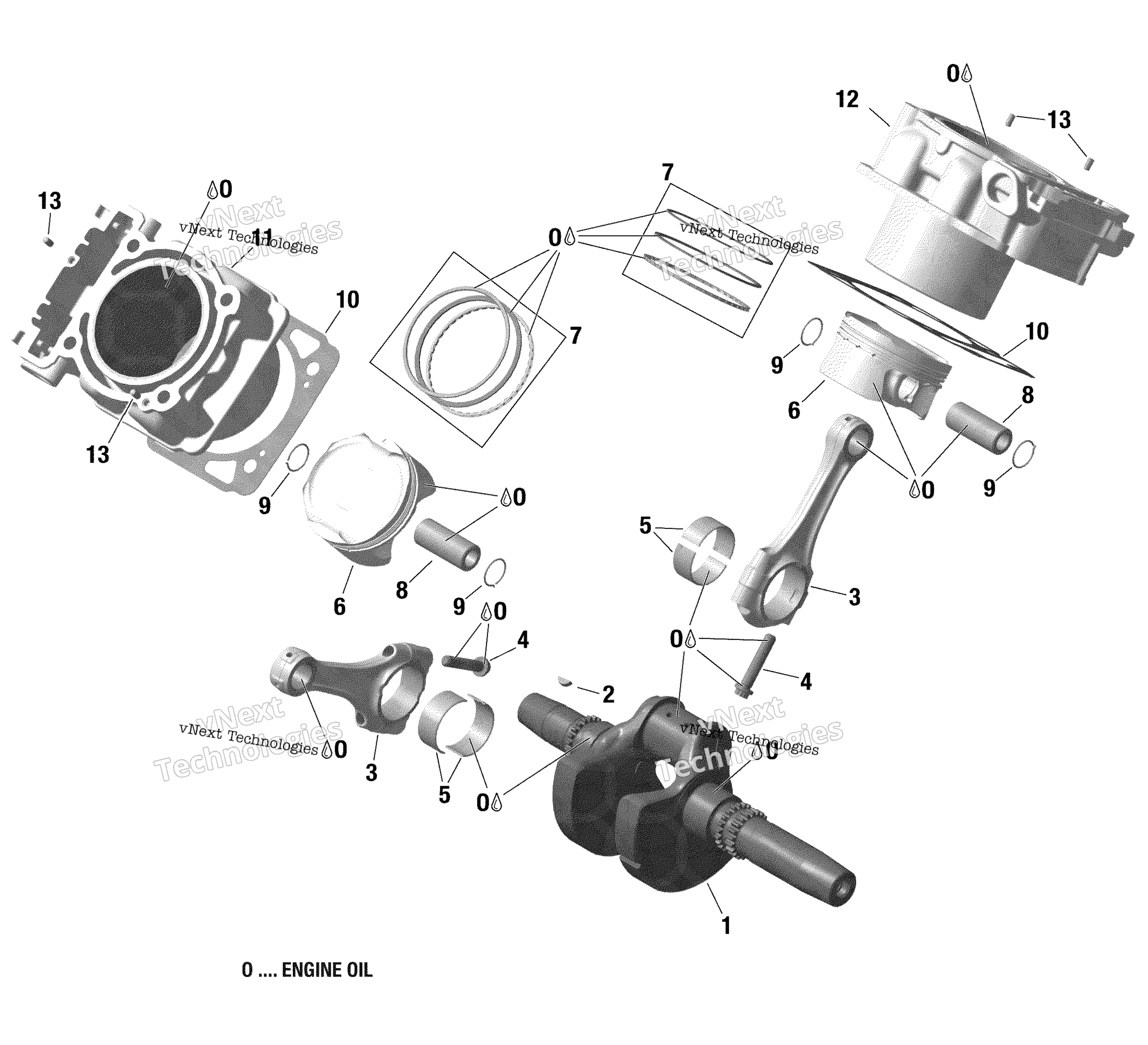 Rotax Crankshaft, поршень и цилиндр