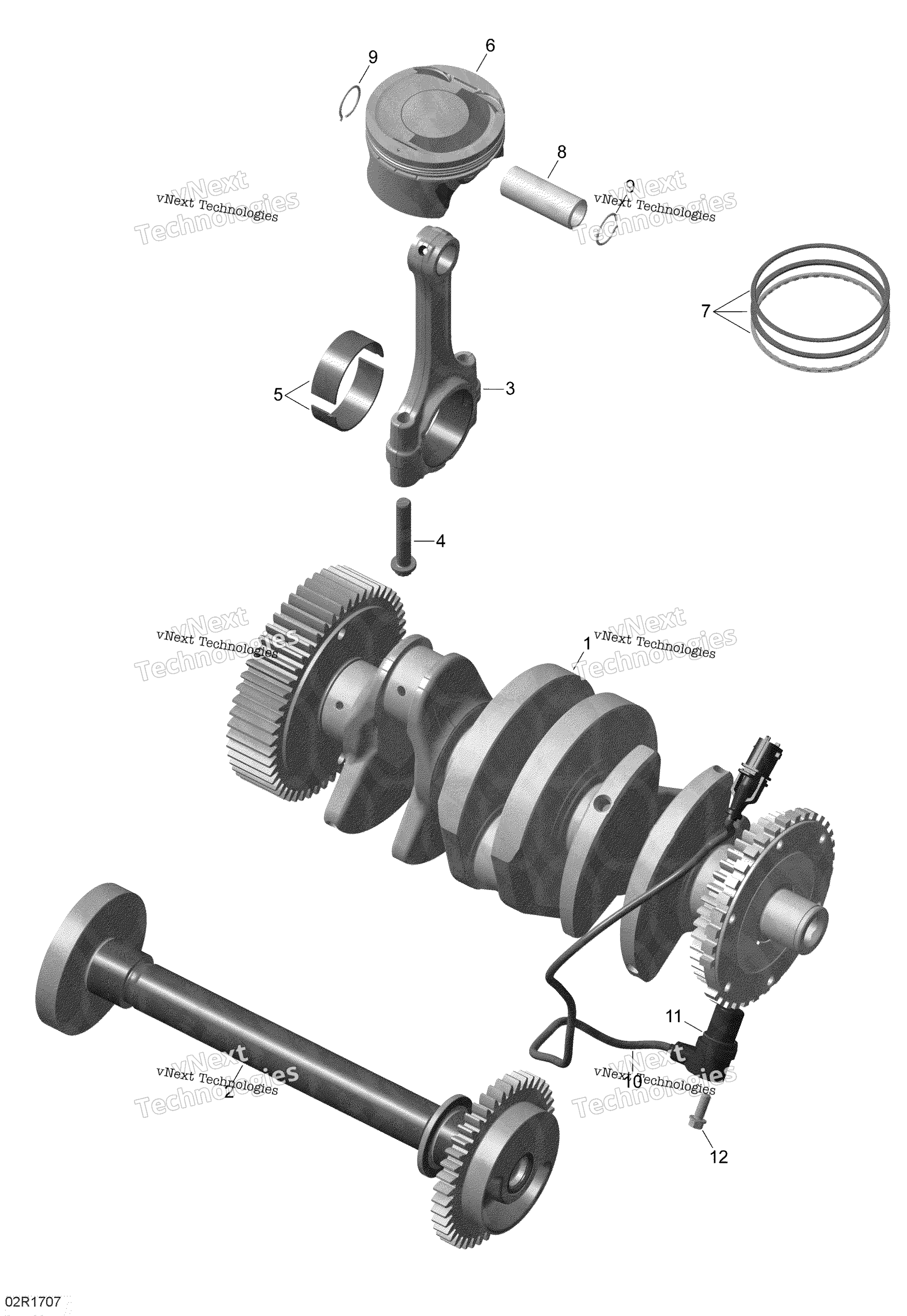 Rotax Crankshaft, Pistons и Balance Shaft