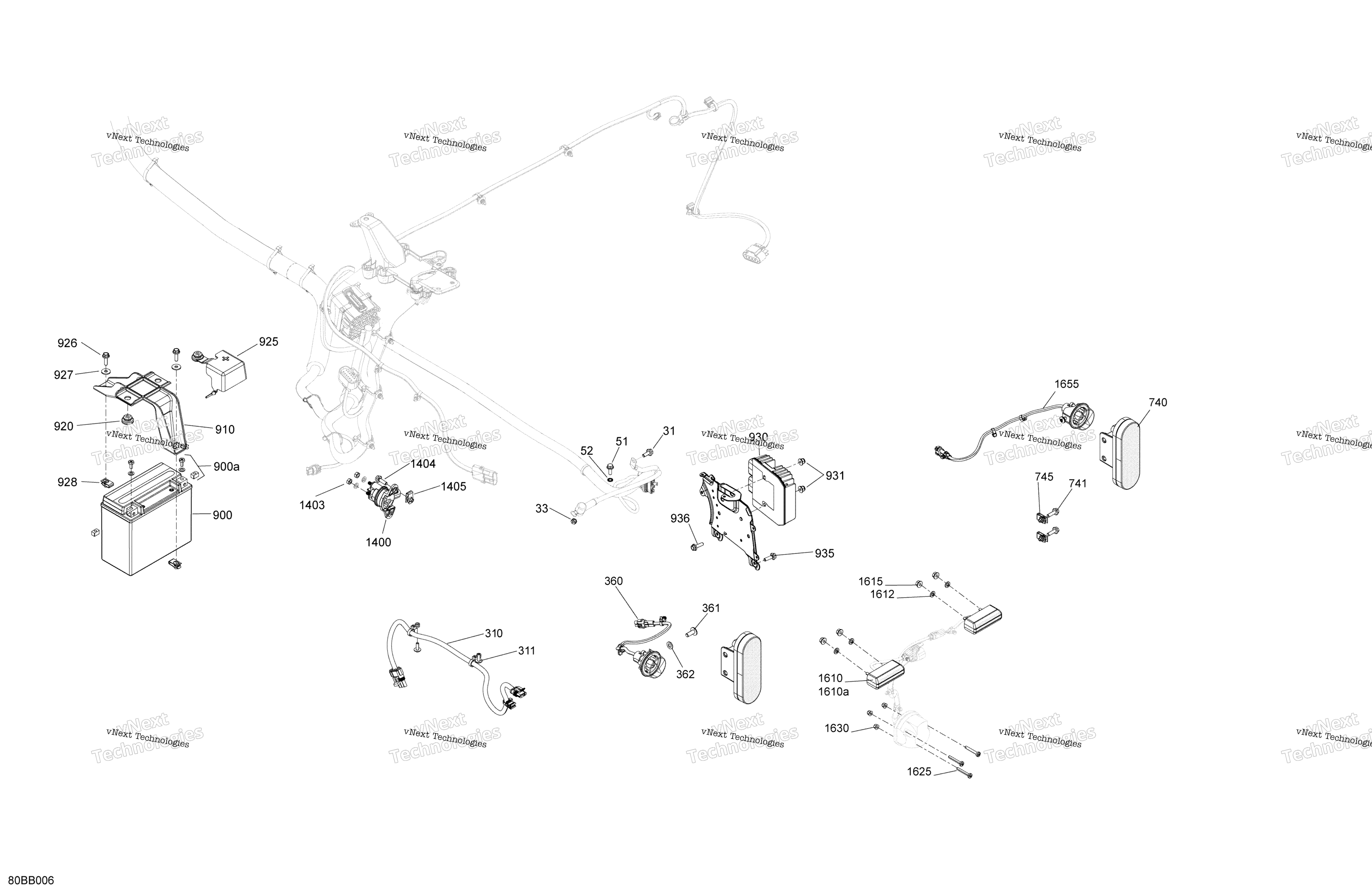 Электрооборудование - Rear Section - No Abs