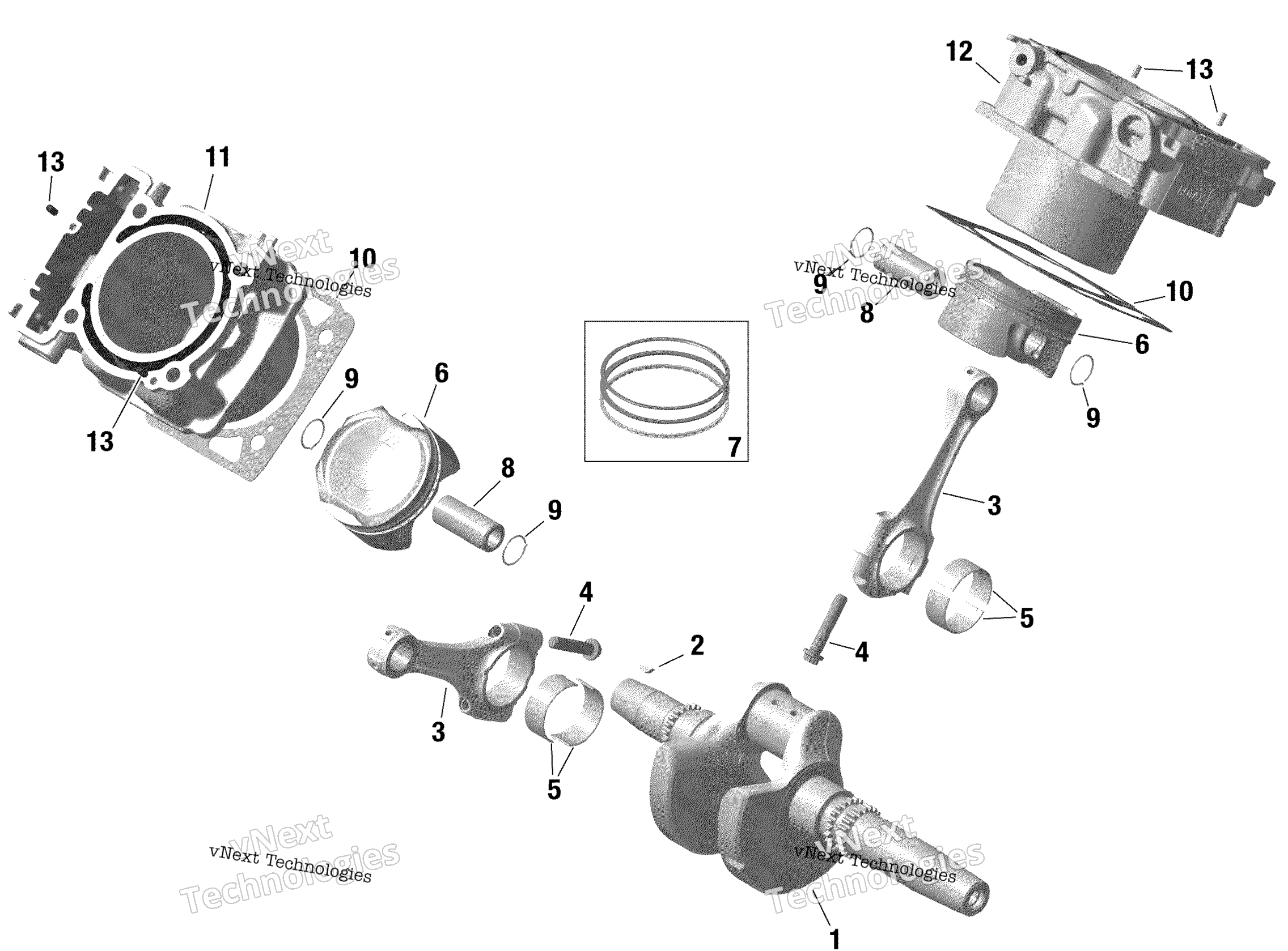 Rotax Crankshaft, поршень и цилиндр