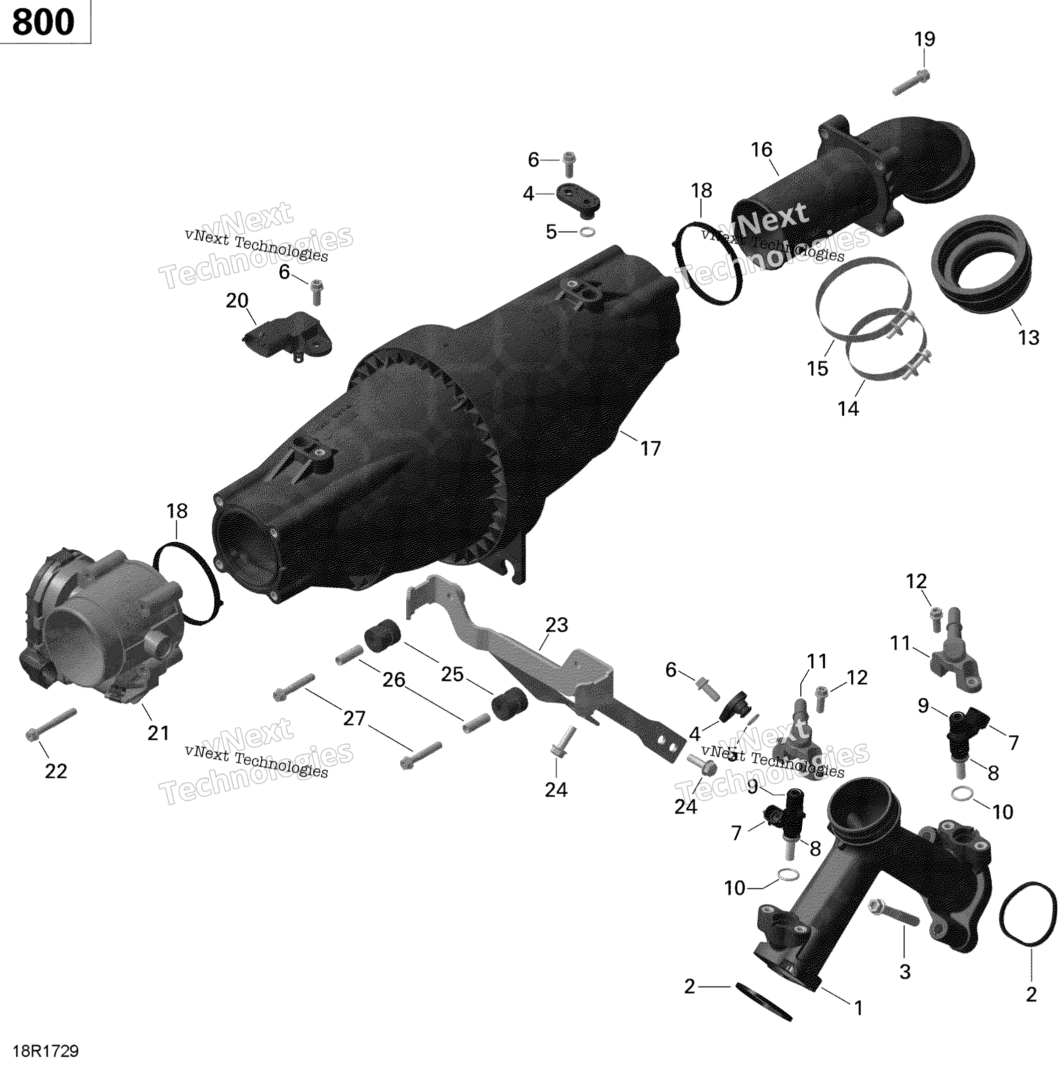 Воздушный впуск коллектор и Throttle кузов 800R Efi