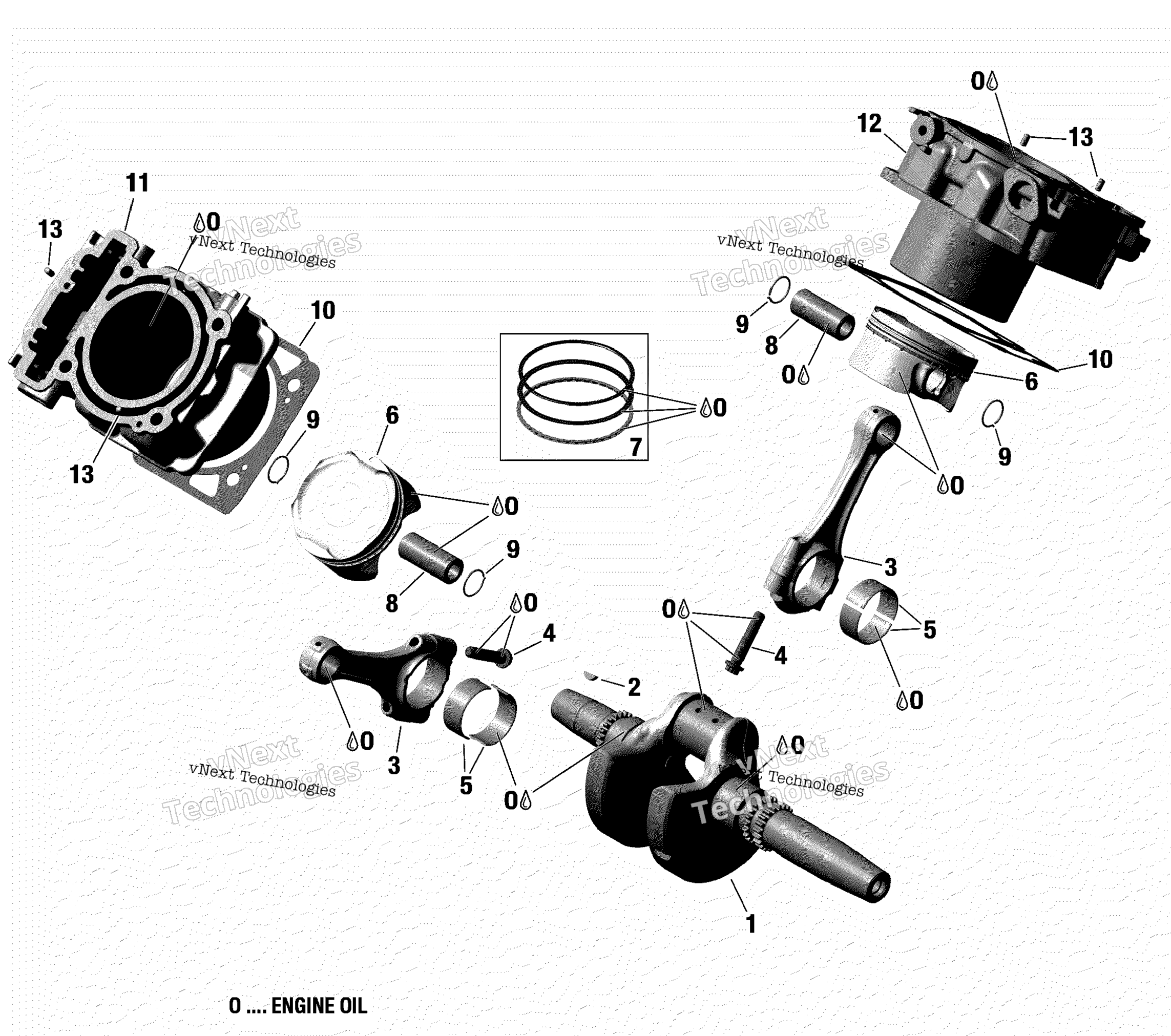 Crankshaft, поршень и цилиндр